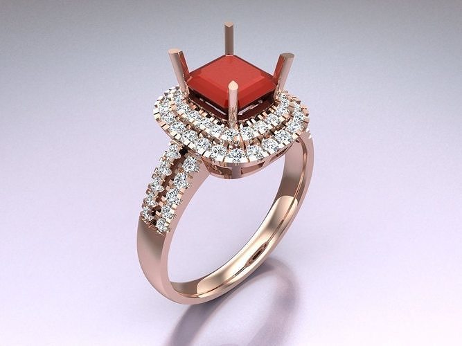 Square Stone Rings - Womens Rings - N729412 3D print model