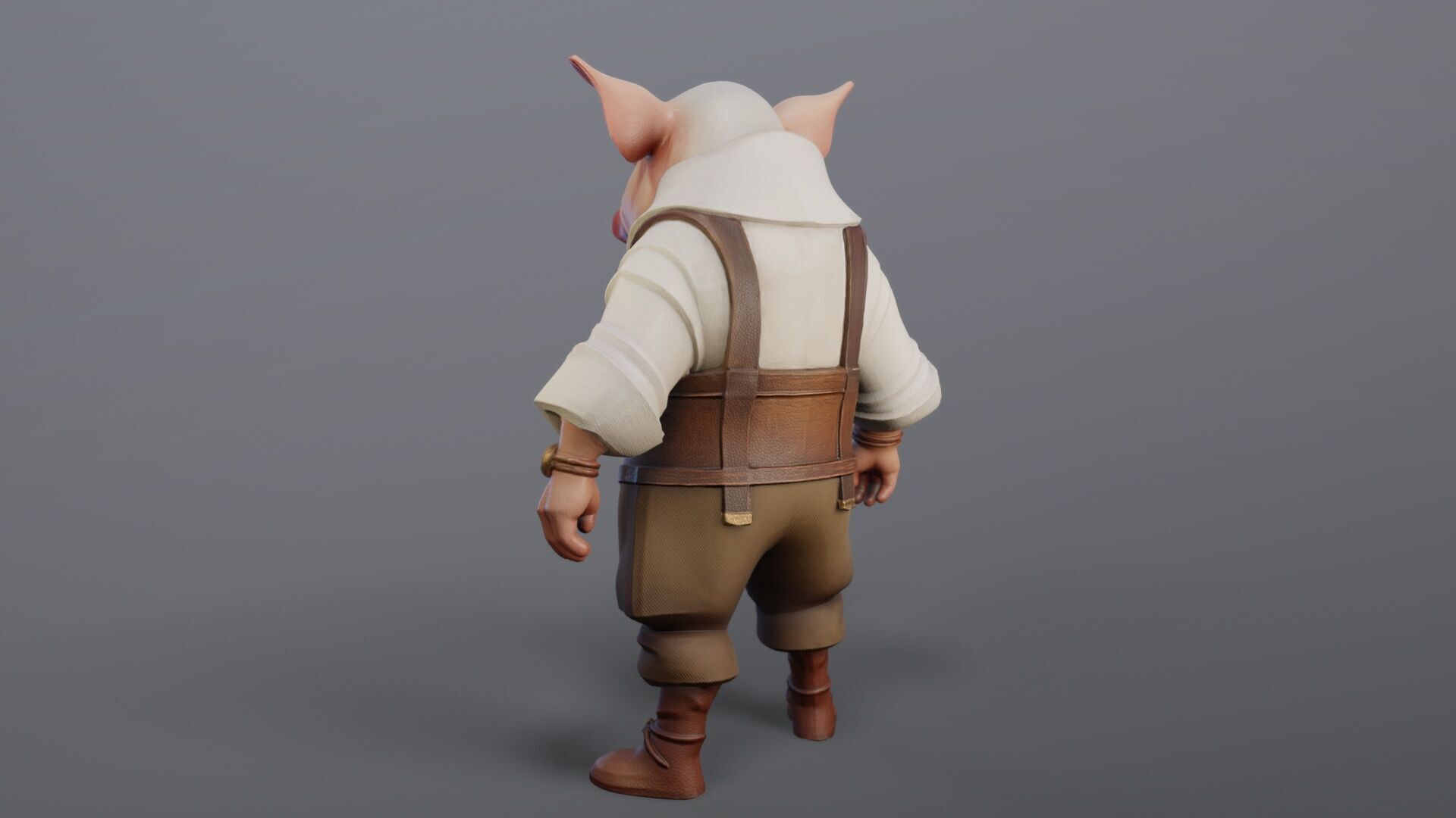 Pig Farmer Stylized Game-Ready 3D model Low-poly 3D model_4