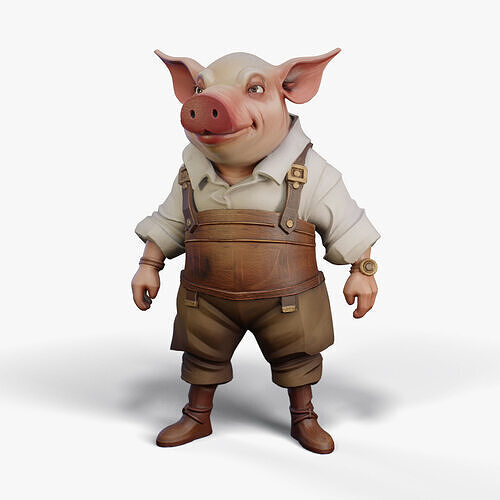 Pig Farmer Stylized Game-Ready 3D model Low-poly 3D model