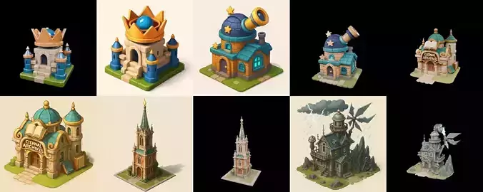 Building Collection 14 pack 100 glb