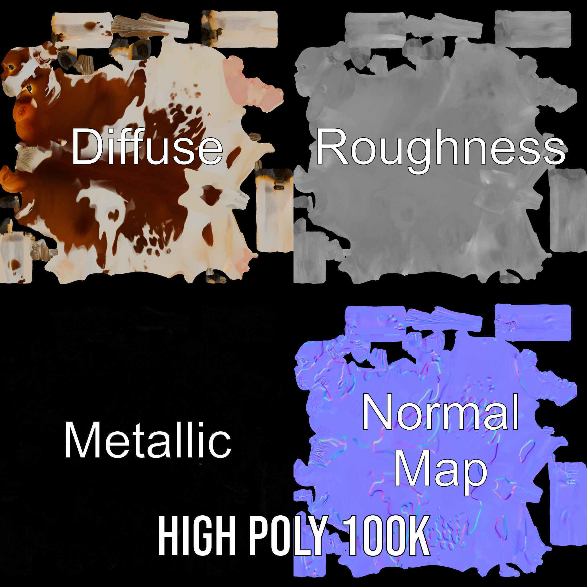 Dairy Cow D Model Pack with HighQuality Textures Low-poly 3D model_4