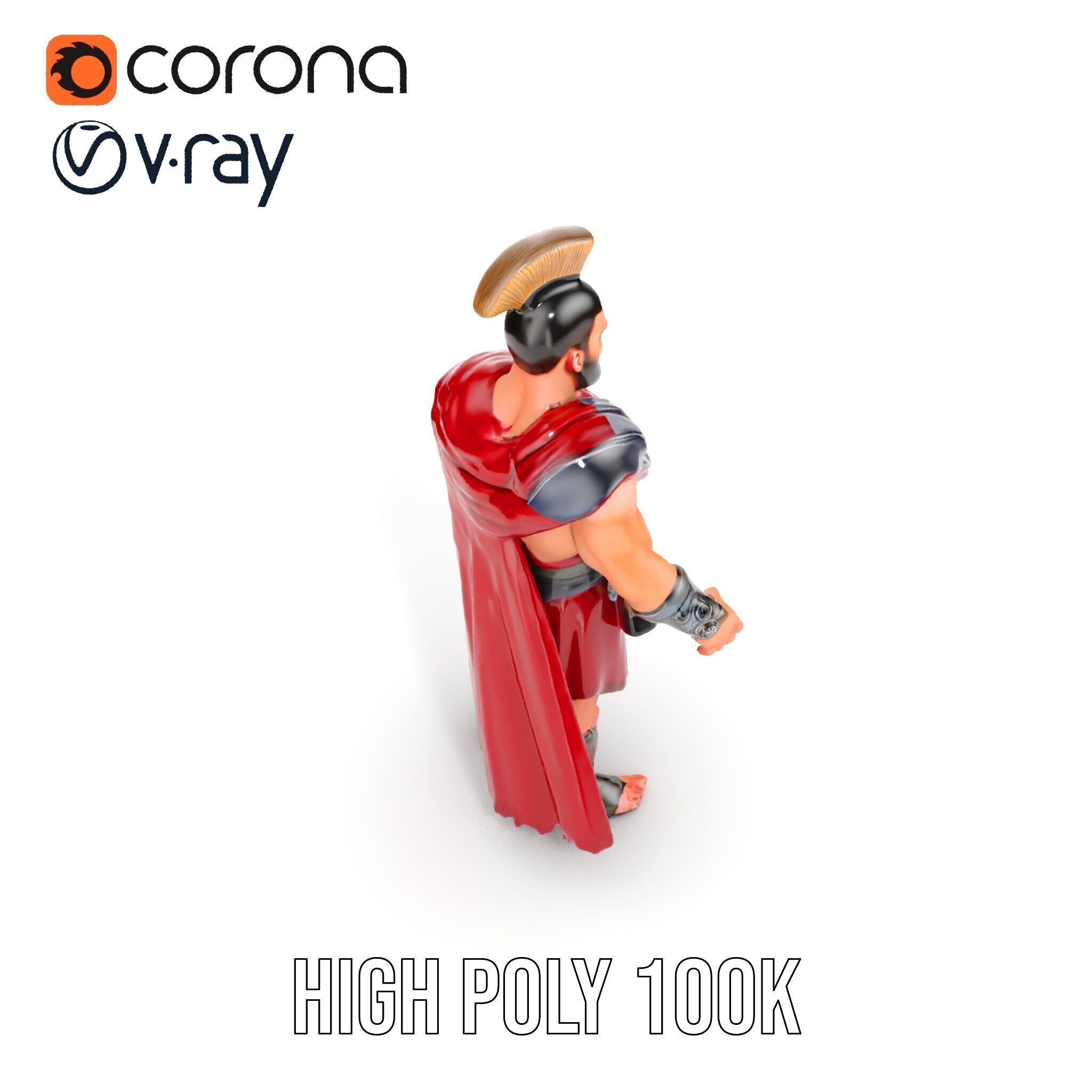 Roman Warrior Character Rigged and Animated TPOSE Low-poly 3D model_24