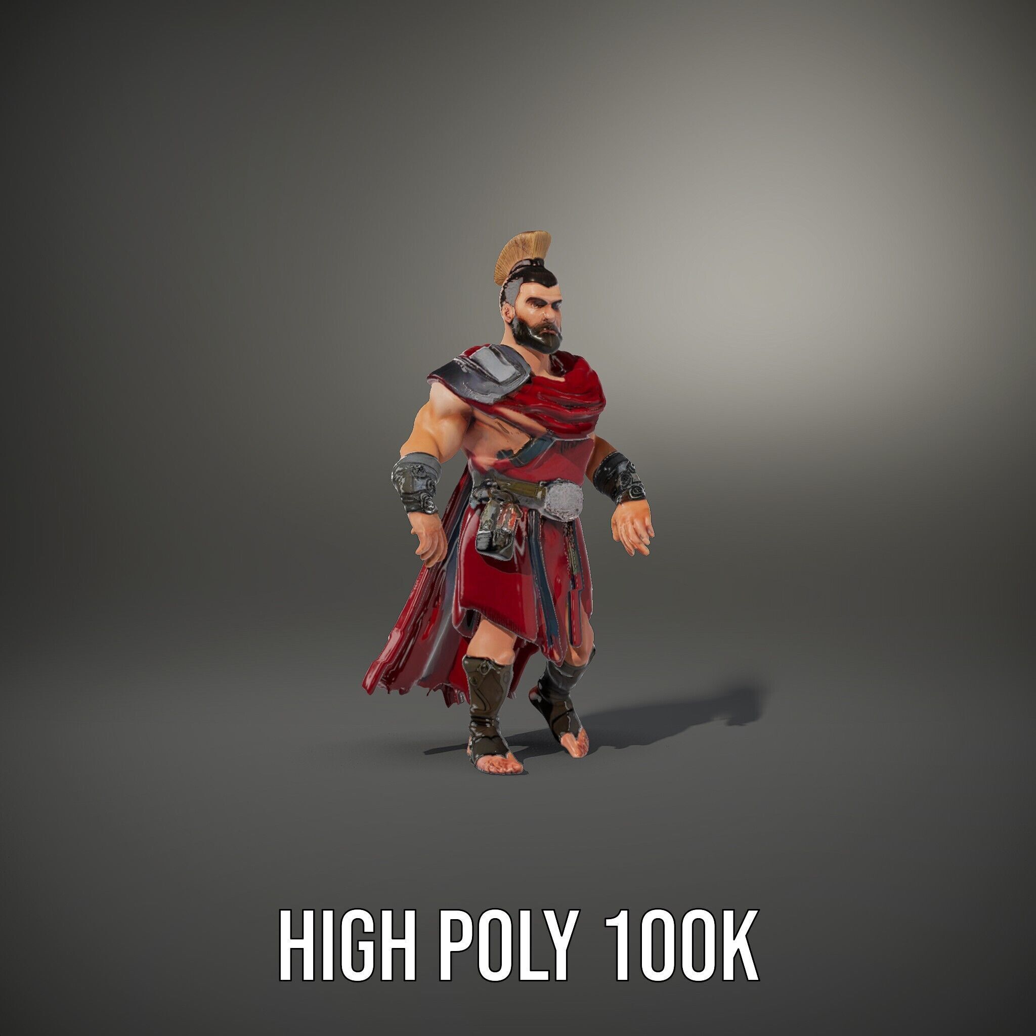 Roman Warrior Character Rigged and Animated TPOSE Low-poly 3D model_11