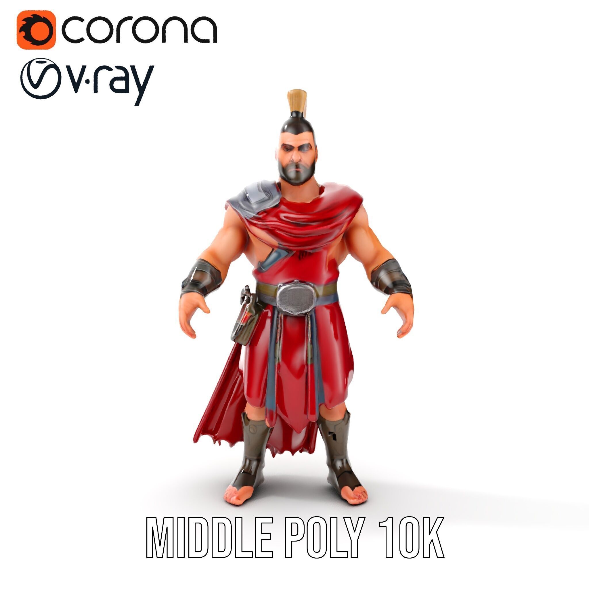 Roman Warrior Character Rigged and Animated TPOSE Low-poly 3D model_25