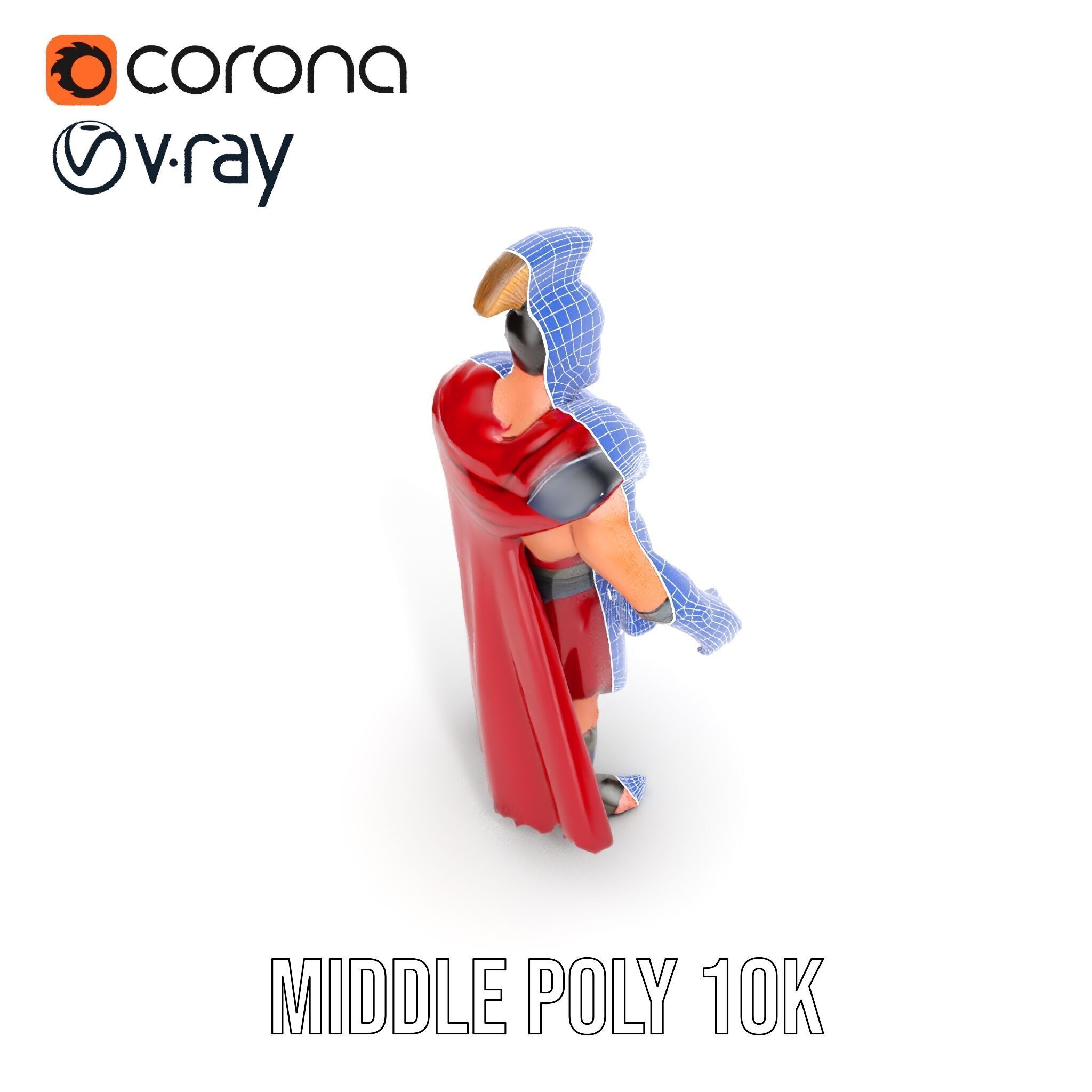 Roman Warrior Character Rigged and Animated TPOSE Low-poly 3D model_22