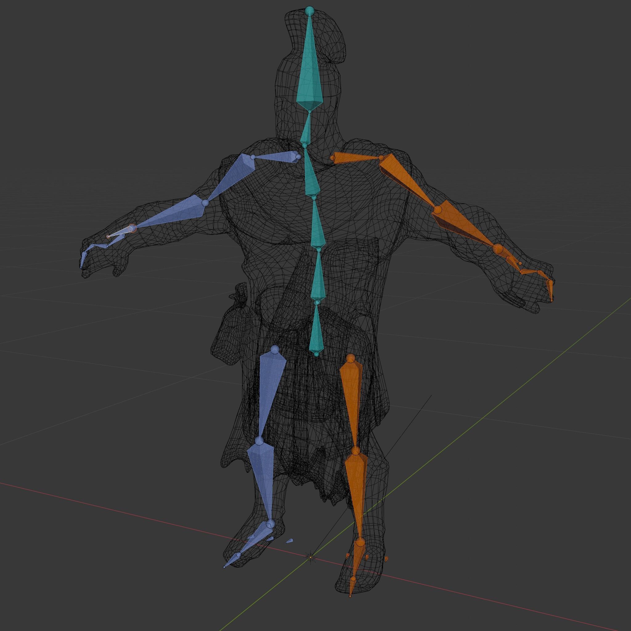 Roman Warrior Character Rigged and Animated TPOSE Low-poly 3D model_6