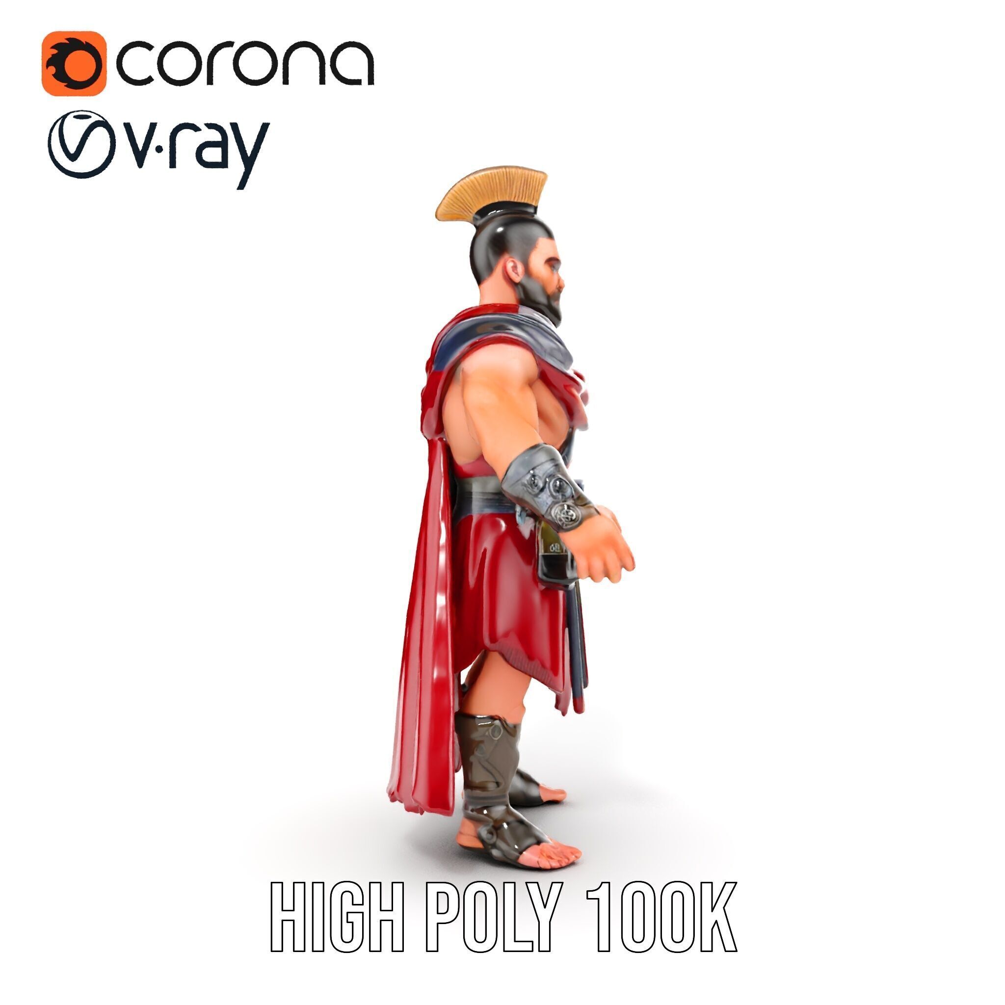 Roman Warrior Character Rigged and Animated TPOSE Low-poly 3D model_33