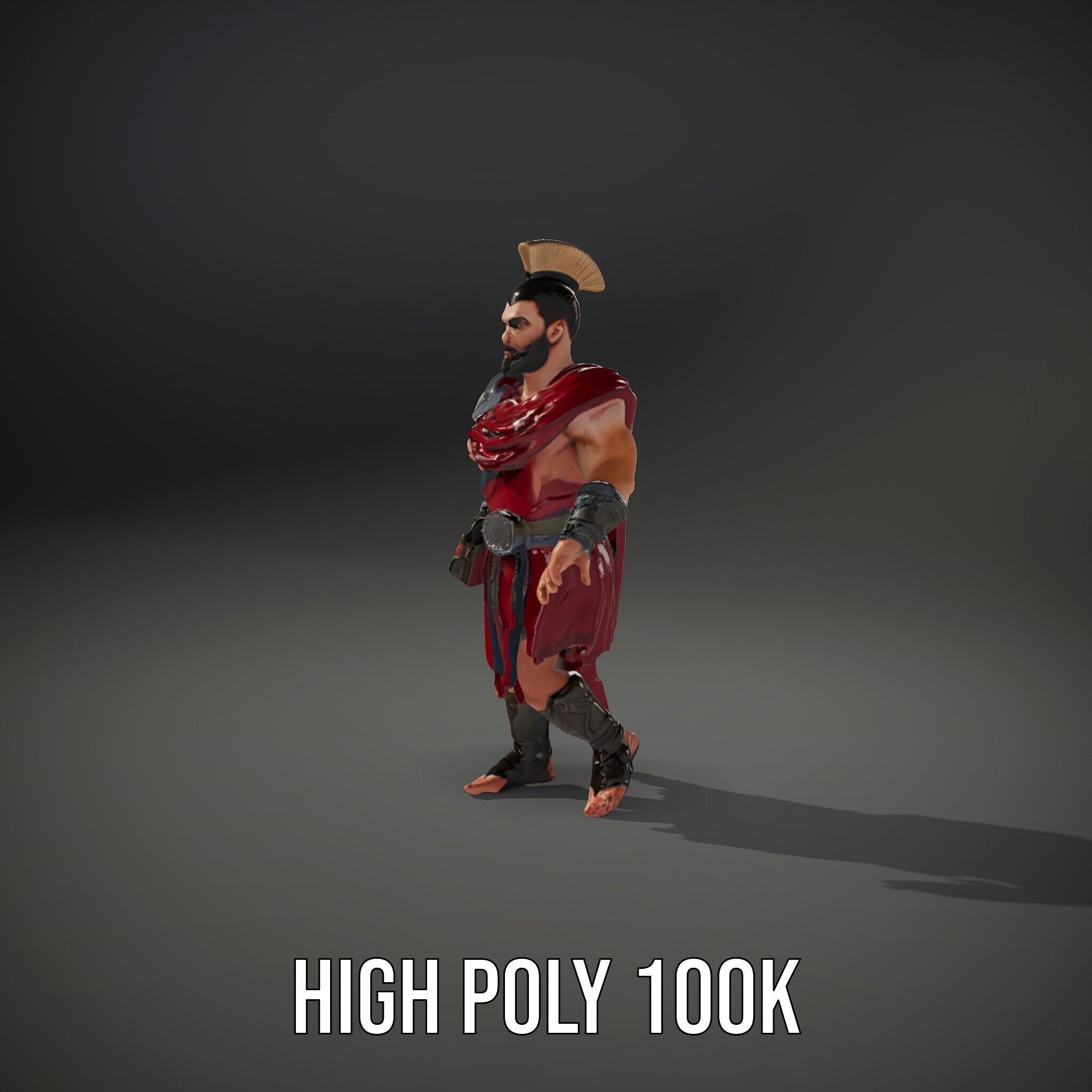 Roman Warrior Character Rigged and Animated TPOSE Low-poly 3D model_14