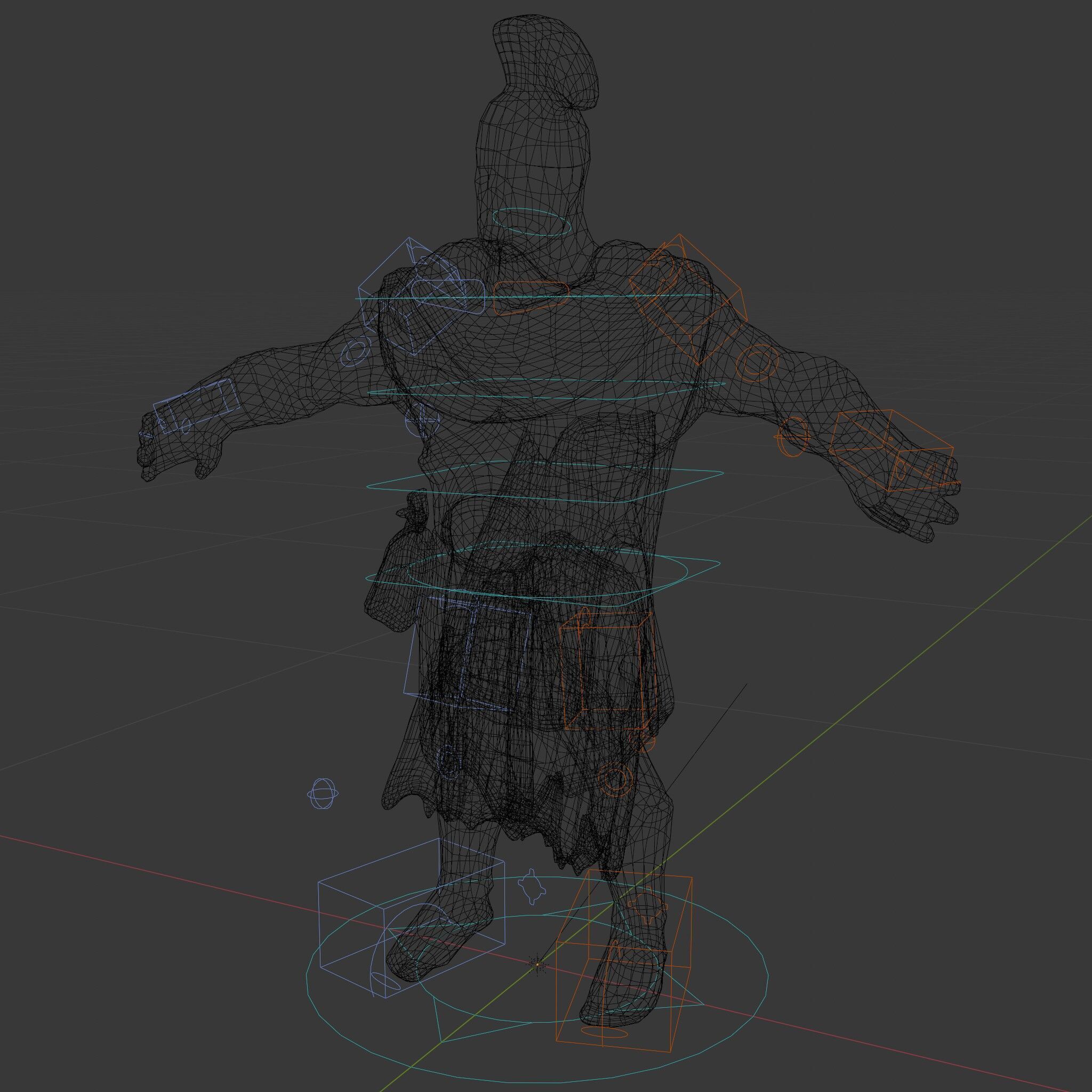Roman Warrior Character Rigged and Animated TPOSE Low-poly 3D model_9
