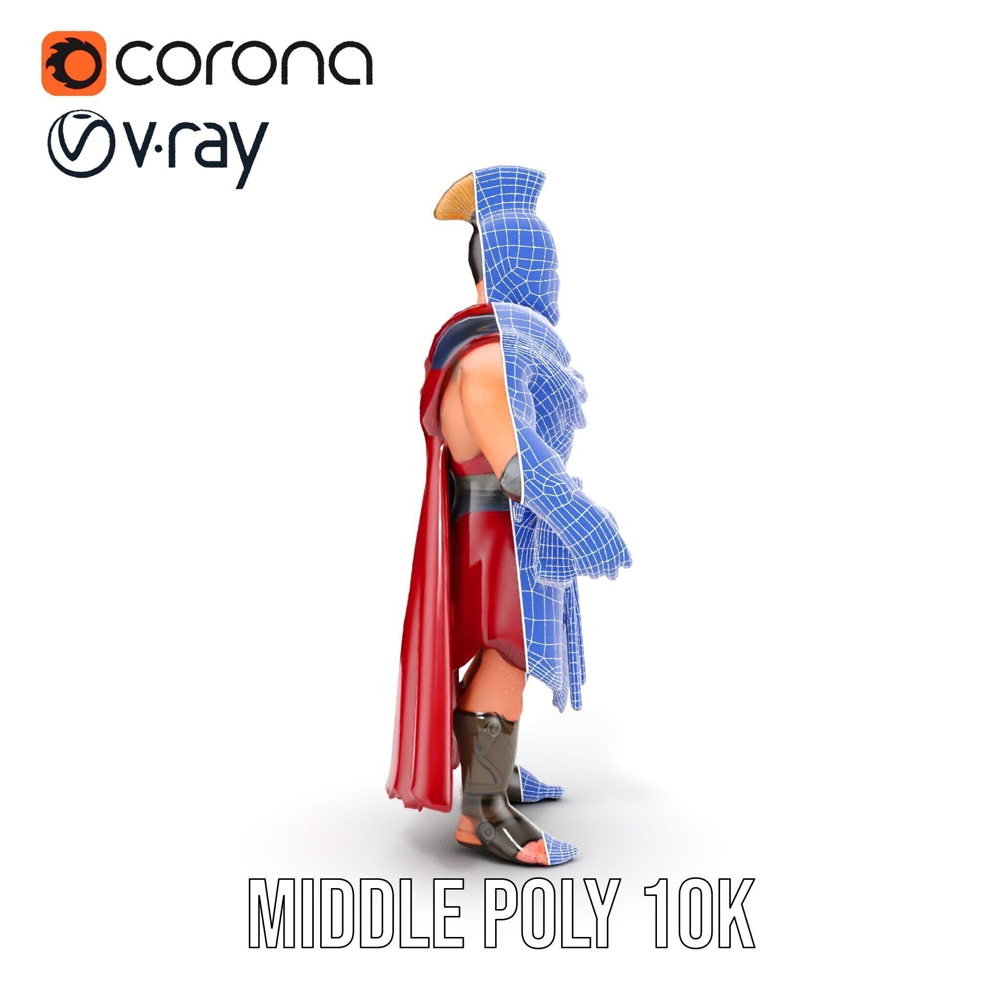 Roman Warrior Character Rigged and Animated TPOSE Low-poly 3D model_37