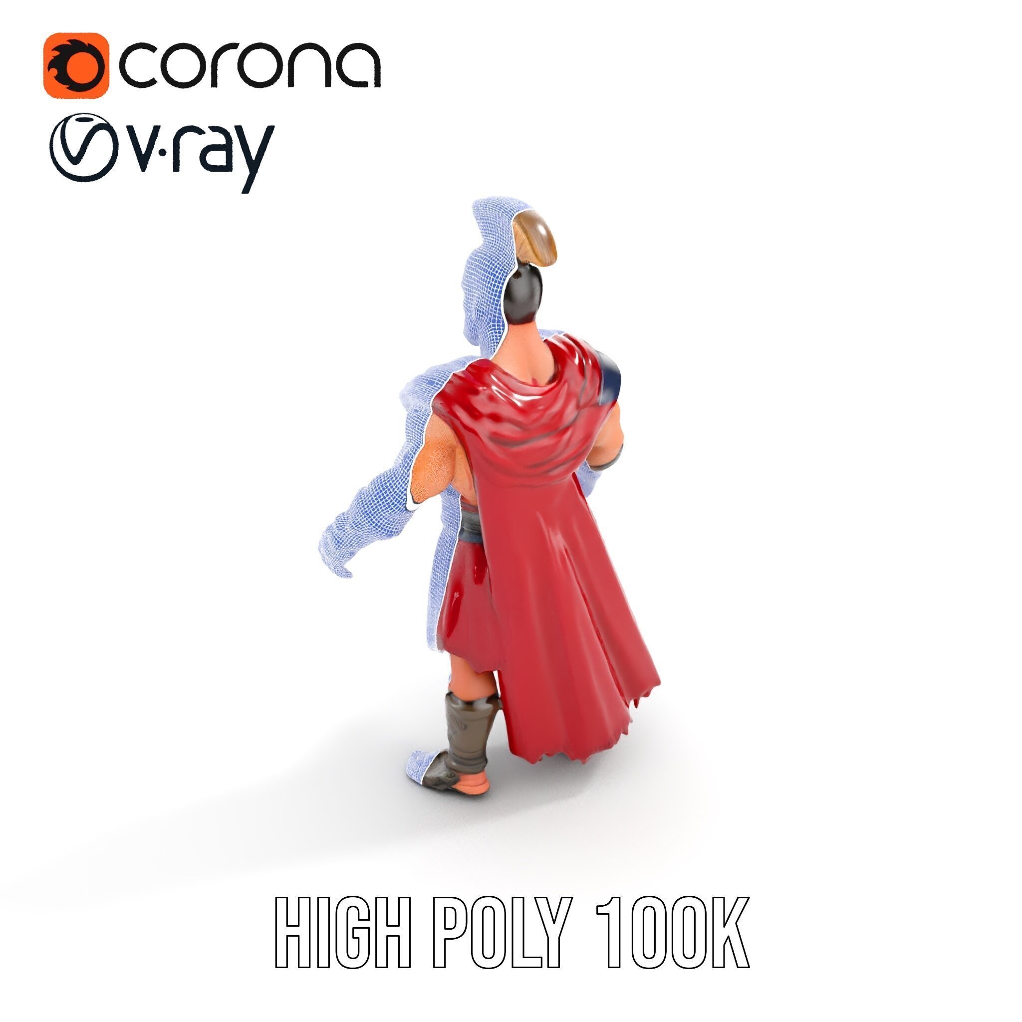Roman Warrior Character Rigged and Animated TPOSE Low-poly 3D model_39