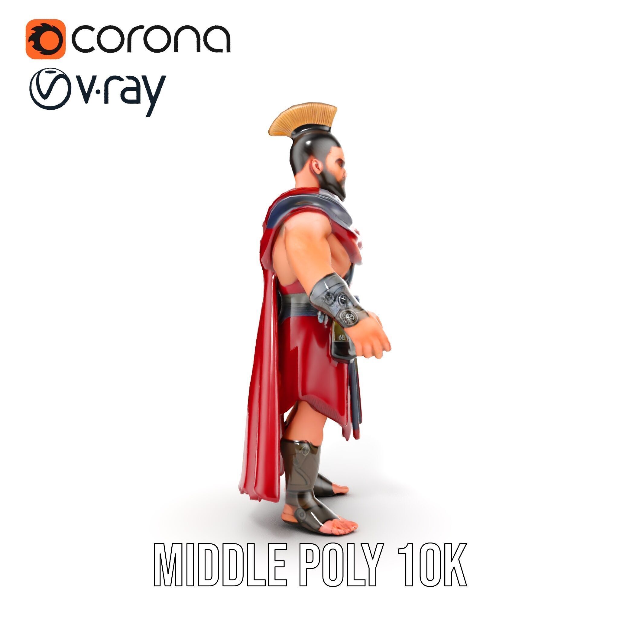 Roman Warrior Character Rigged and Animated TPOSE Low-poly 3D model_19