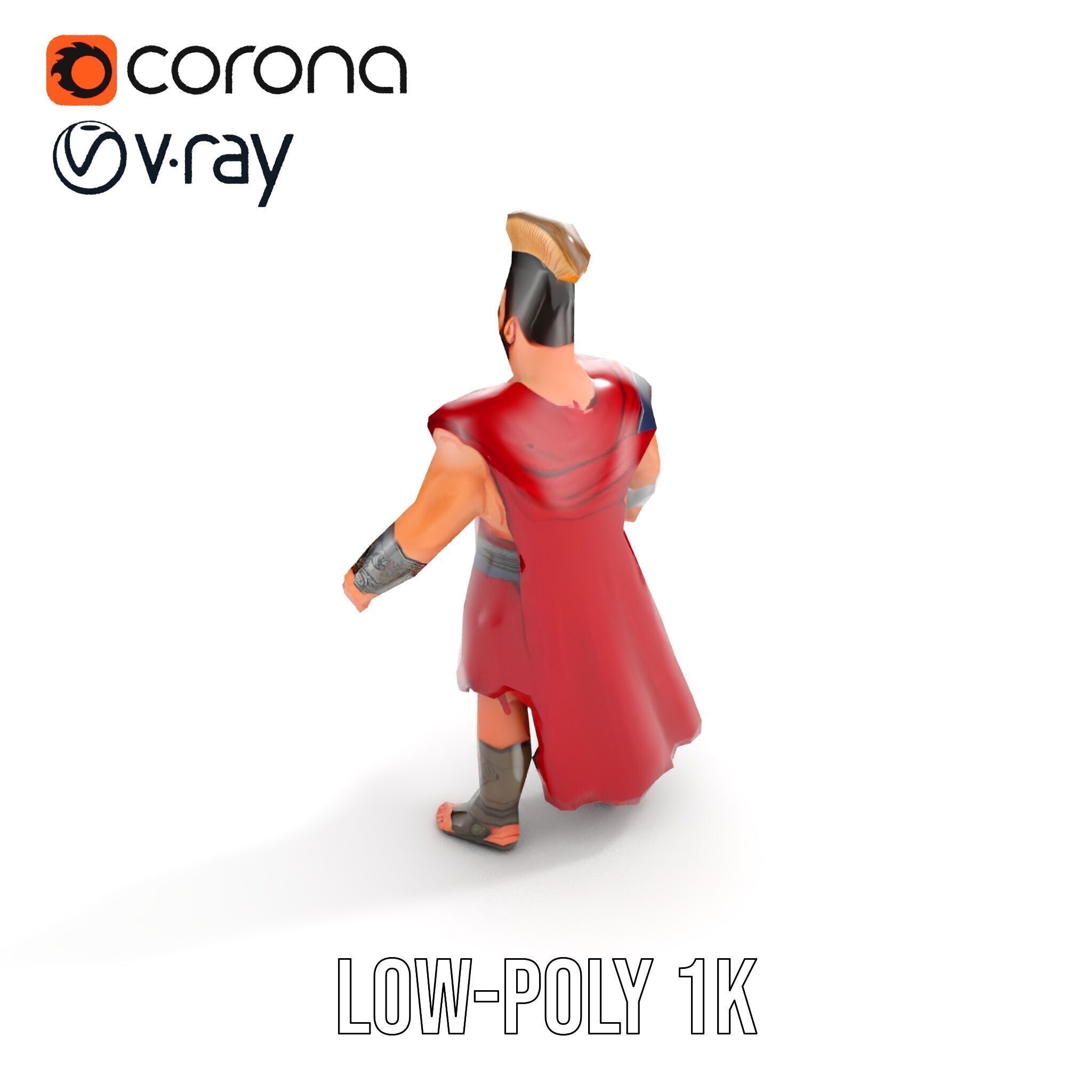 Roman Warrior Character Rigged and Animated TPOSE Low-poly 3D model_18