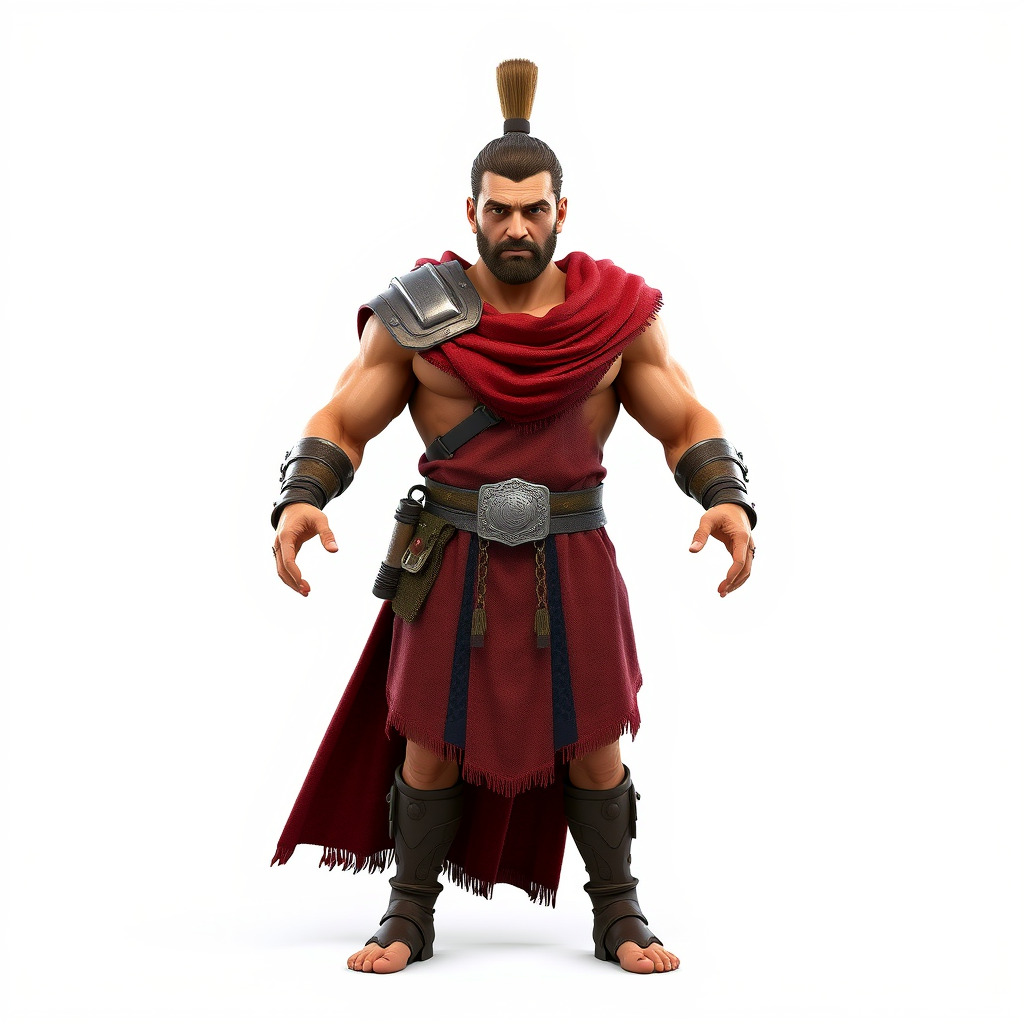 Roman Warrior Character Rigged and Animated TPOSE Low-poly 3D model_2