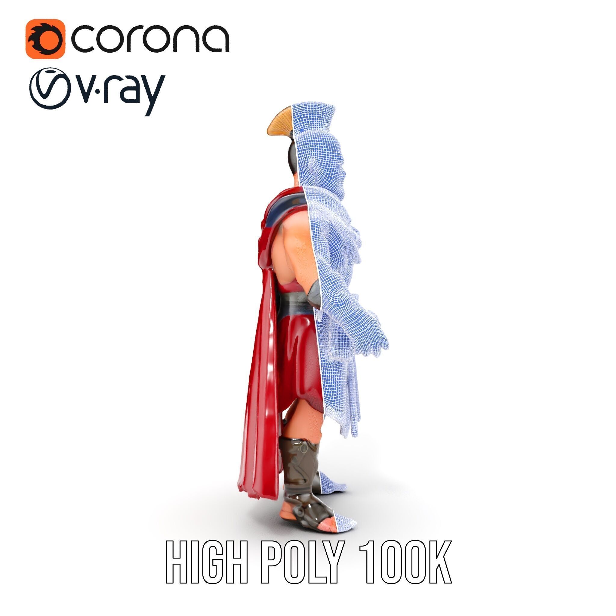 Roman Warrior Character Rigged and Animated TPOSE Low-poly 3D model_40