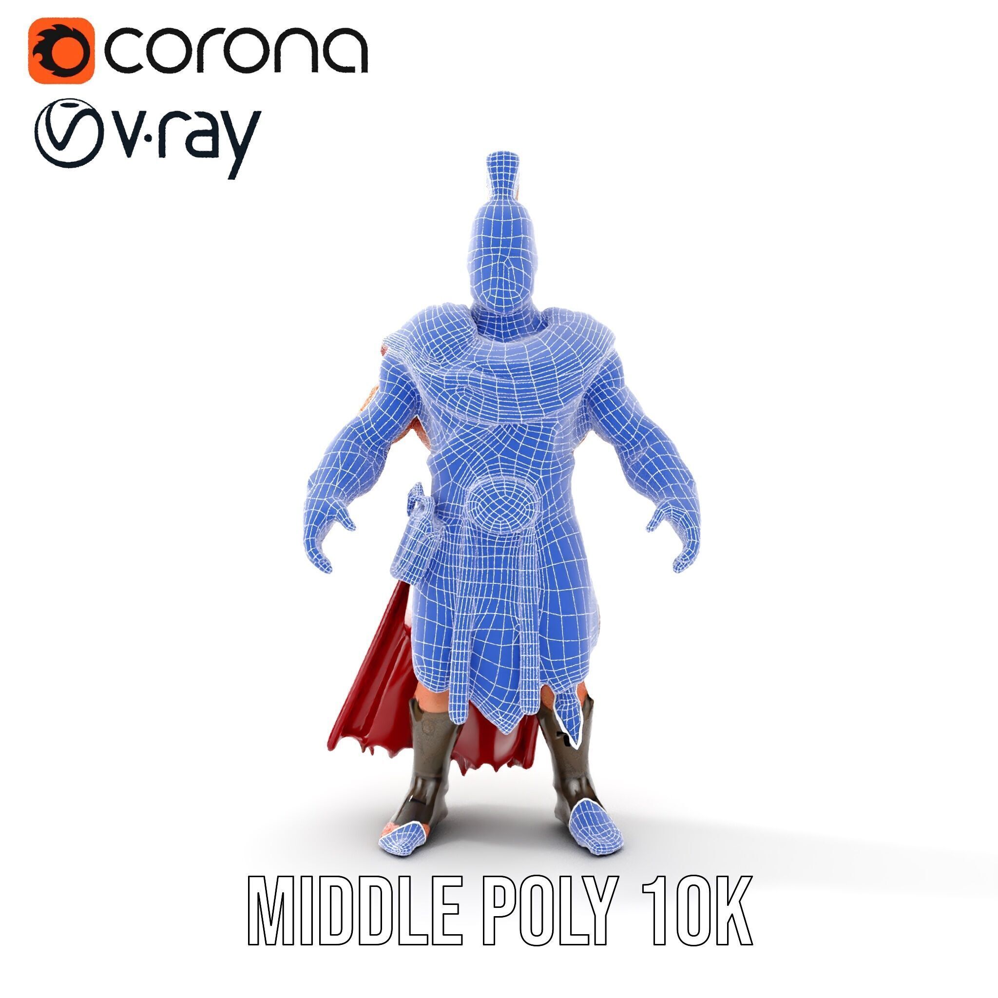 Roman Warrior Character Rigged and Animated TPOSE Low-poly 3D model_28