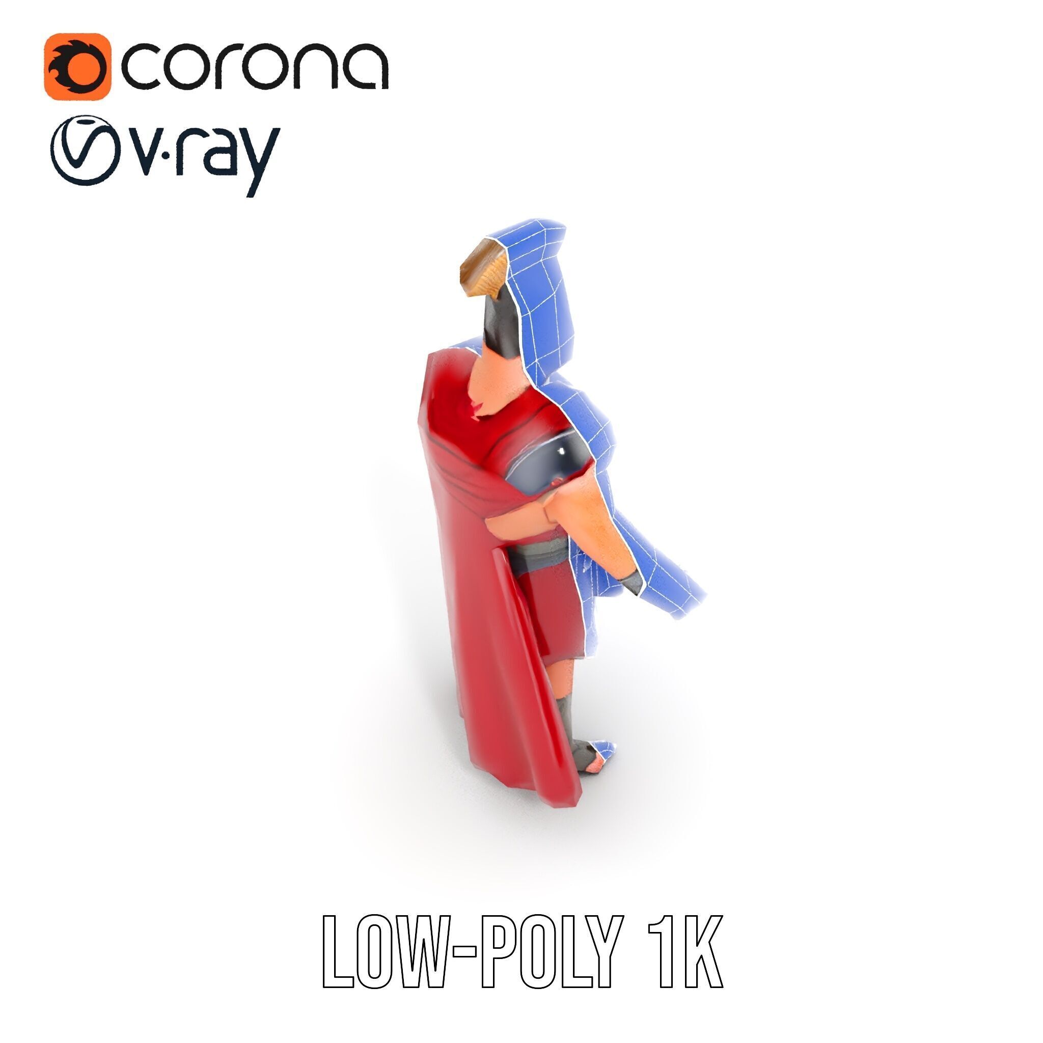 Roman Warrior Character Rigged and Animated TPOSE Low-poly 3D model_23