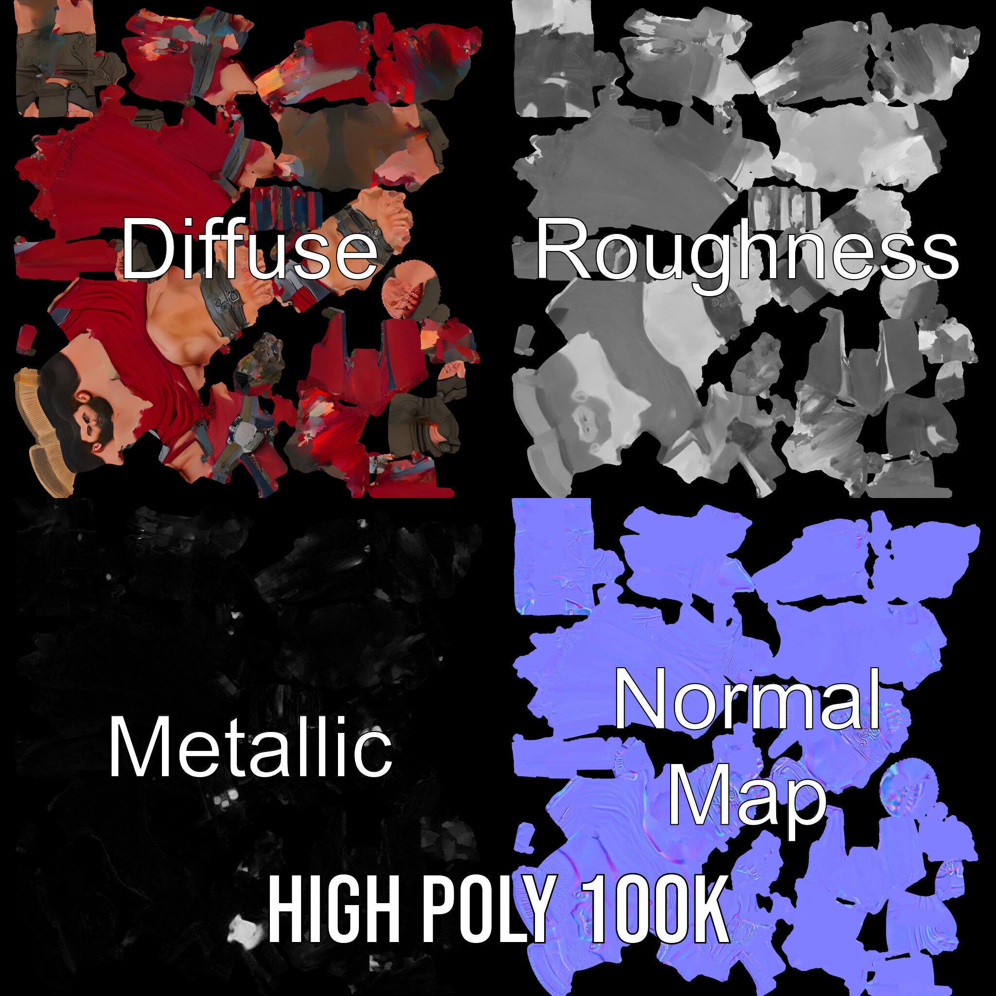 Roman Warrior Character Rigged and Animated TPOSE Low-poly 3D model_3