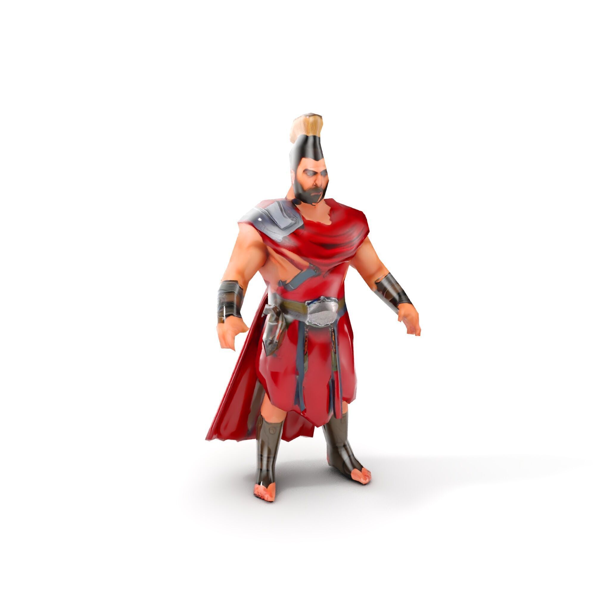 Roman Warrior Character Rigged and Animated TPOSE Low-poly 3D model_13