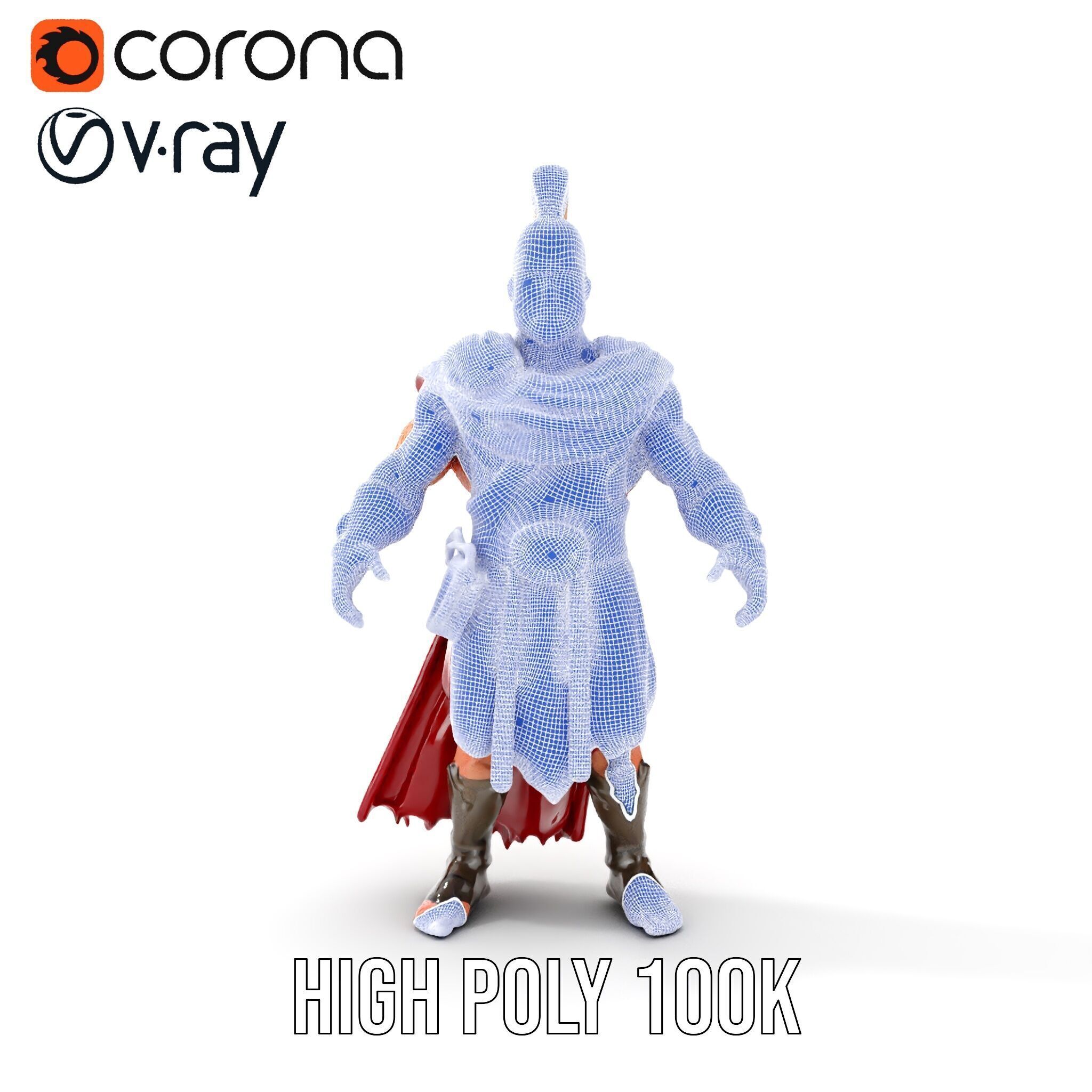 Roman Warrior Character Rigged and Animated TPOSE Low-poly 3D model_36