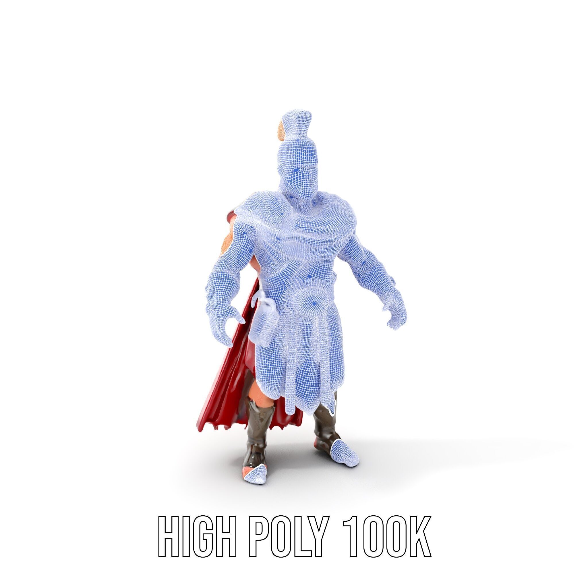 Roman Warrior Character Rigged and Animated TPOSE Low-poly 3D model_4