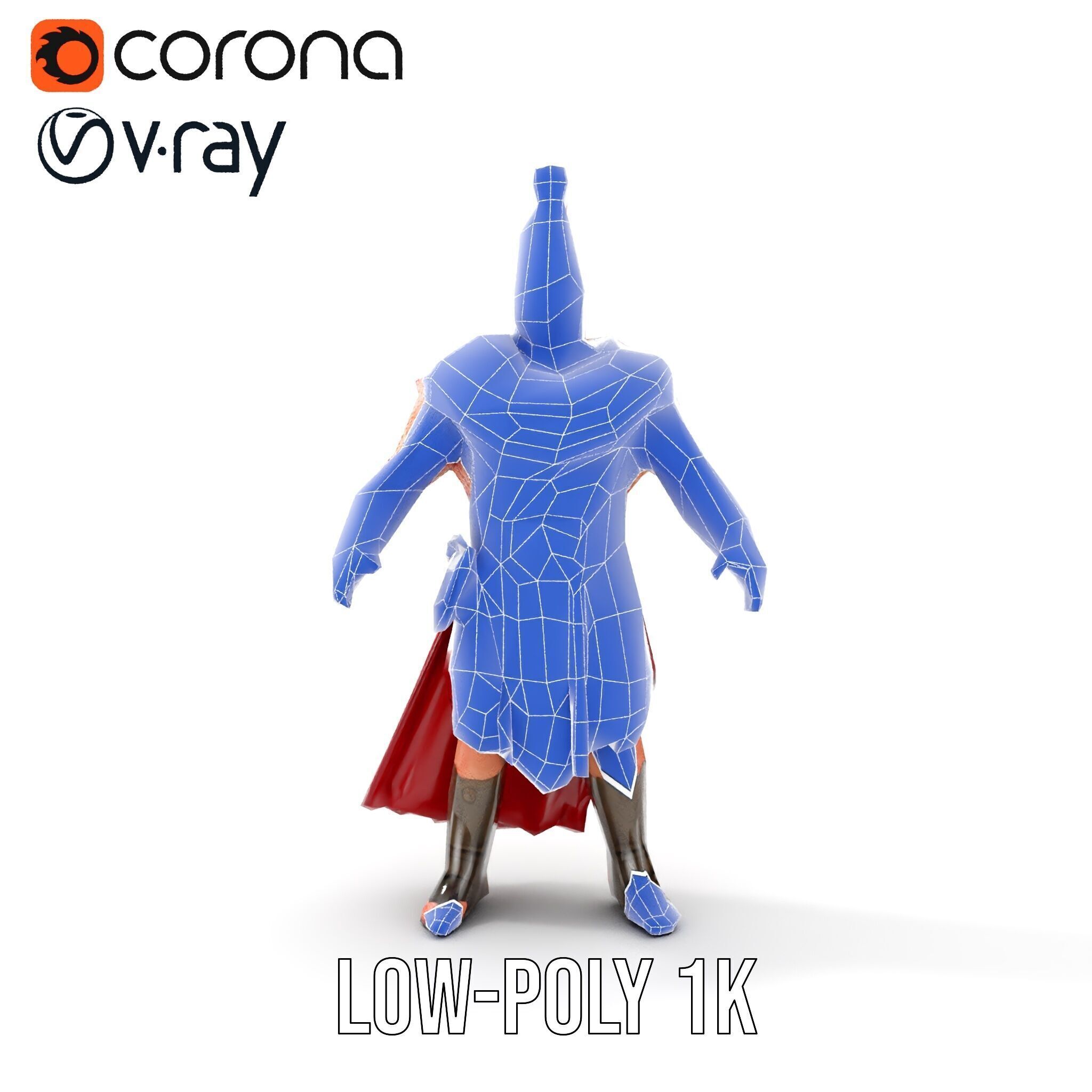 Roman Warrior Character Rigged and Animated TPOSE Low-poly 3D model_32