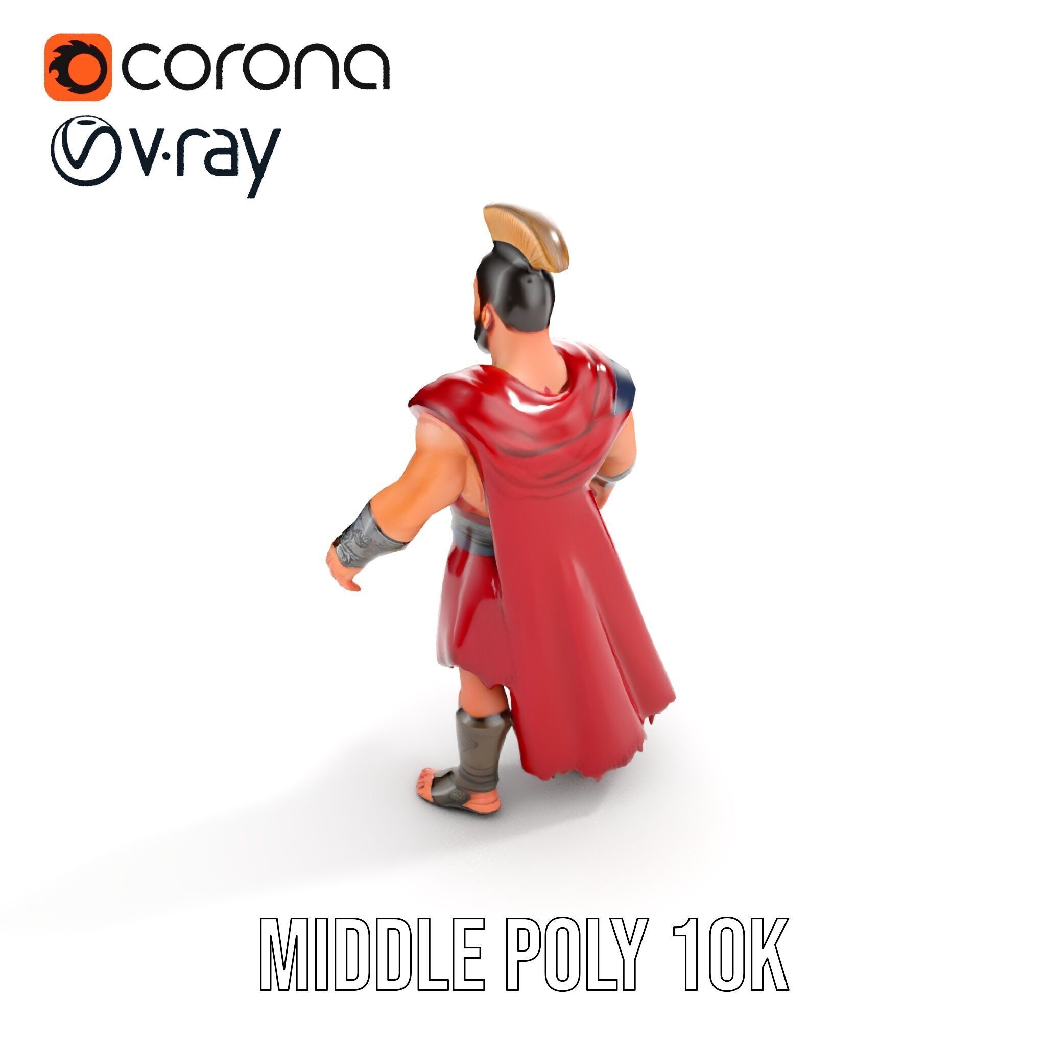 Roman Warrior Character Rigged and Animated TPOSE Low-poly 3D model_12