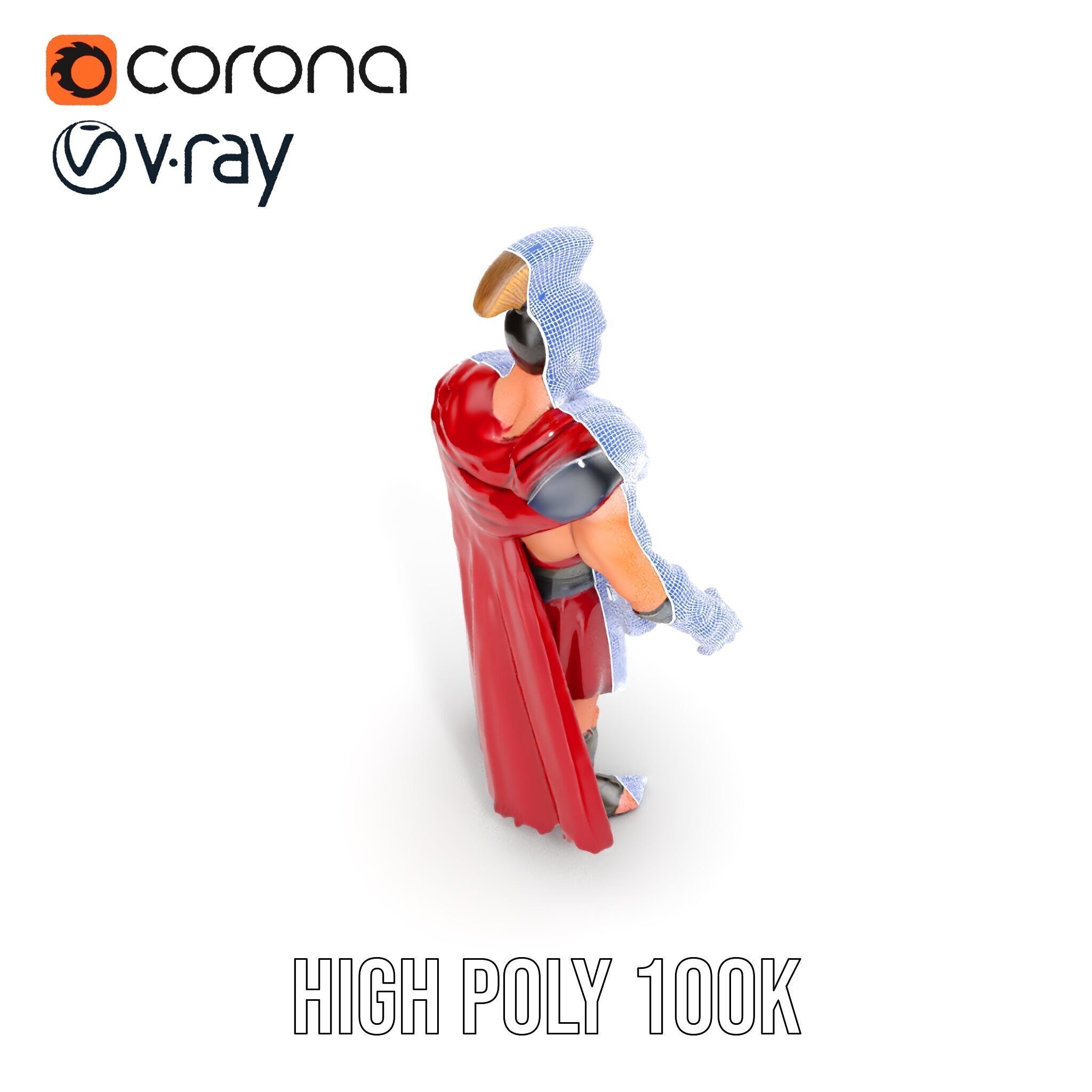 Roman Warrior Character Rigged and Animated TPOSE Low-poly 3D model_30