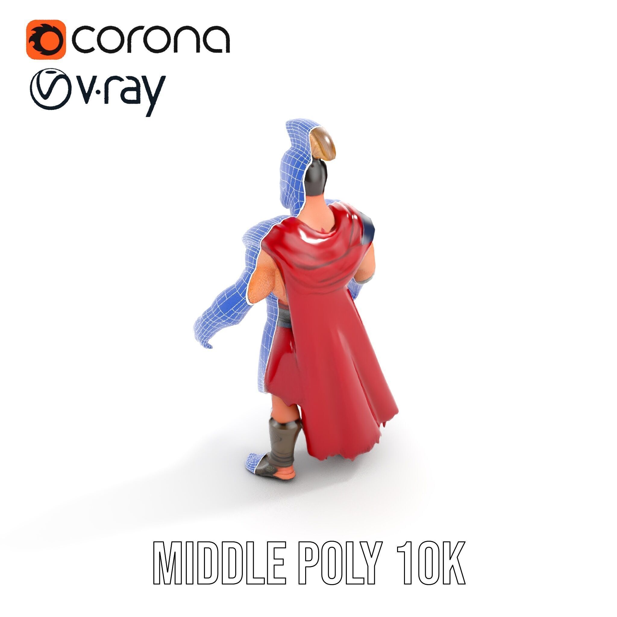 Roman Warrior Character Rigged and Animated TPOSE Low-poly 3D model_31