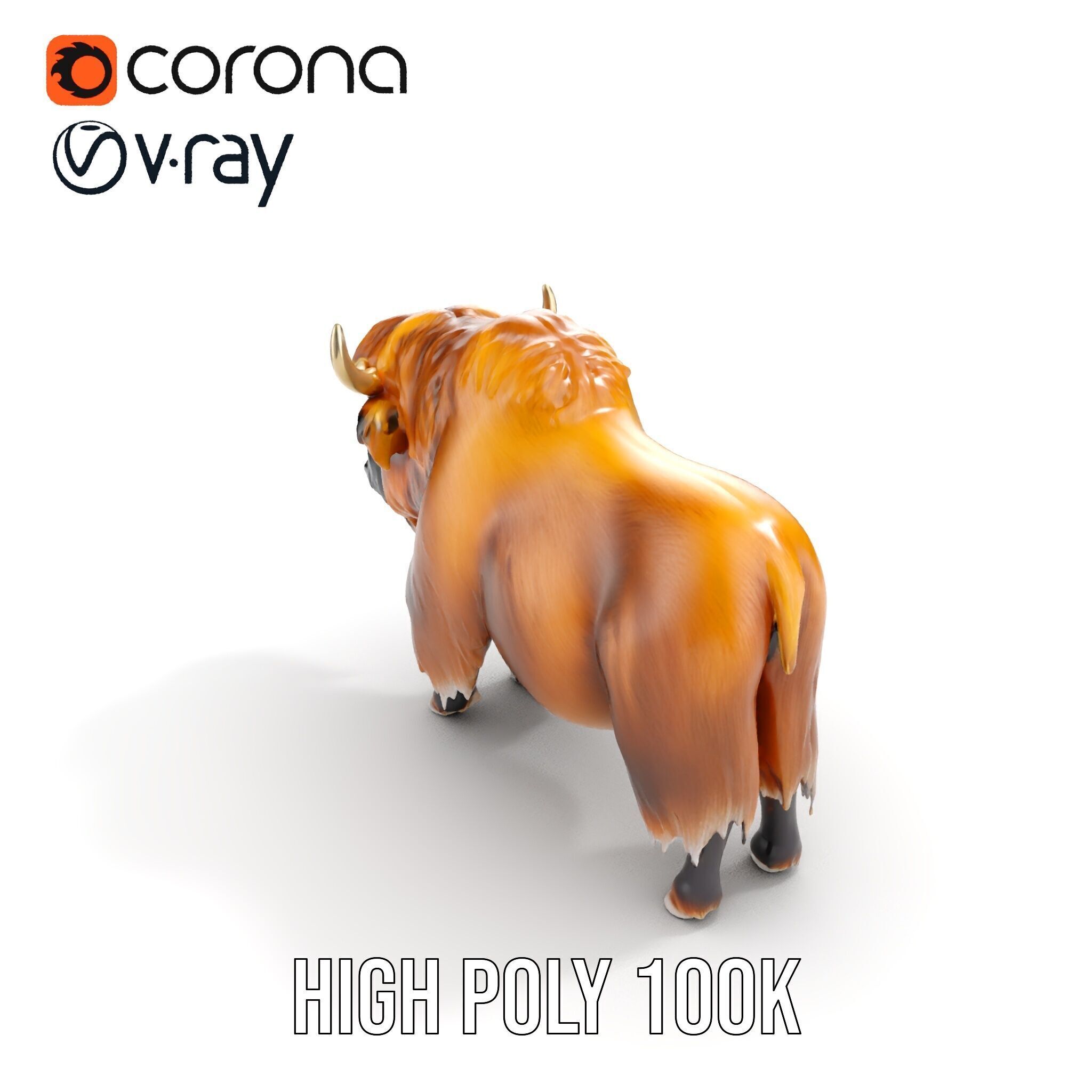 Yak Animal Model Pack with Detailed Fur Low-poly 3D model_20