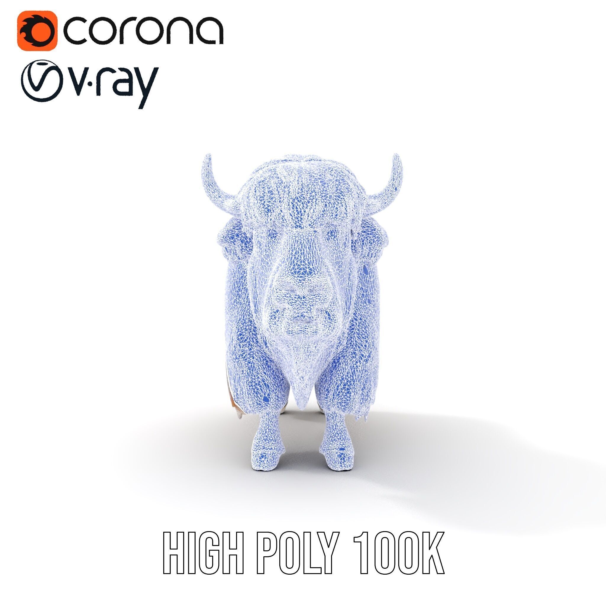 Yak Animal Model Pack with Detailed Fur Low-poly 3D model_30