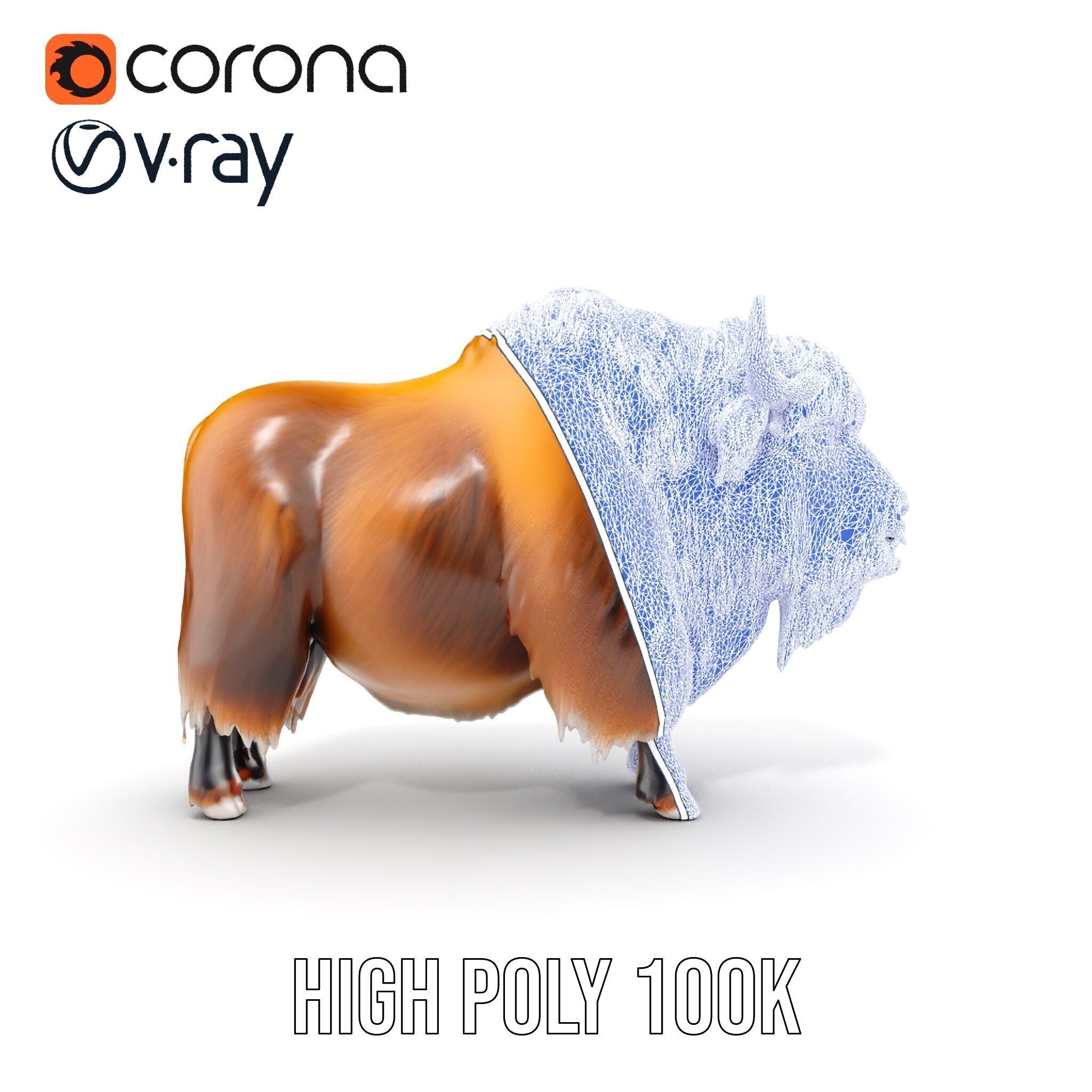 Yak Animal Model Pack with Detailed Fur Low-poly 3D model_38