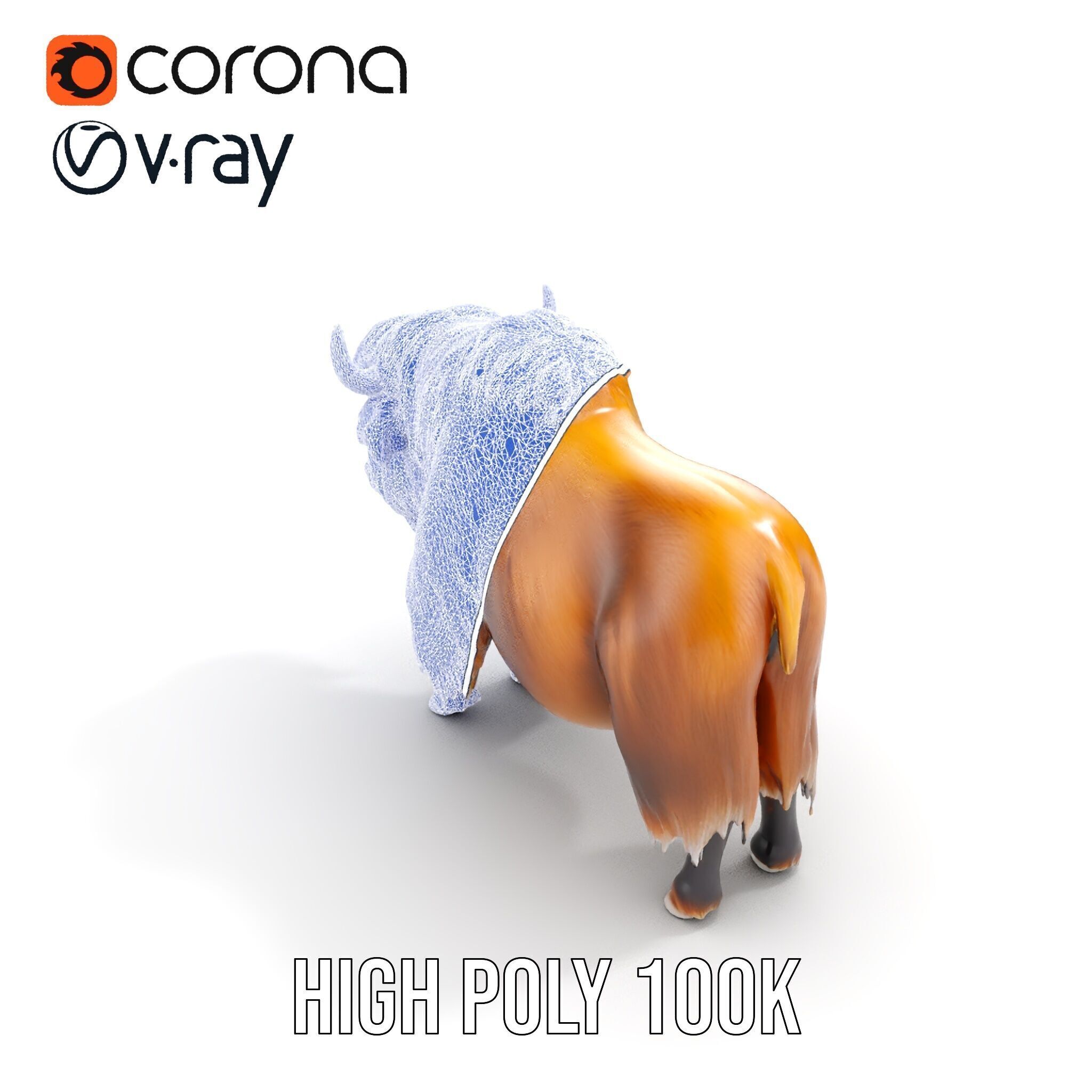 Yak Animal Model Pack with Detailed Fur Low-poly 3D model_25