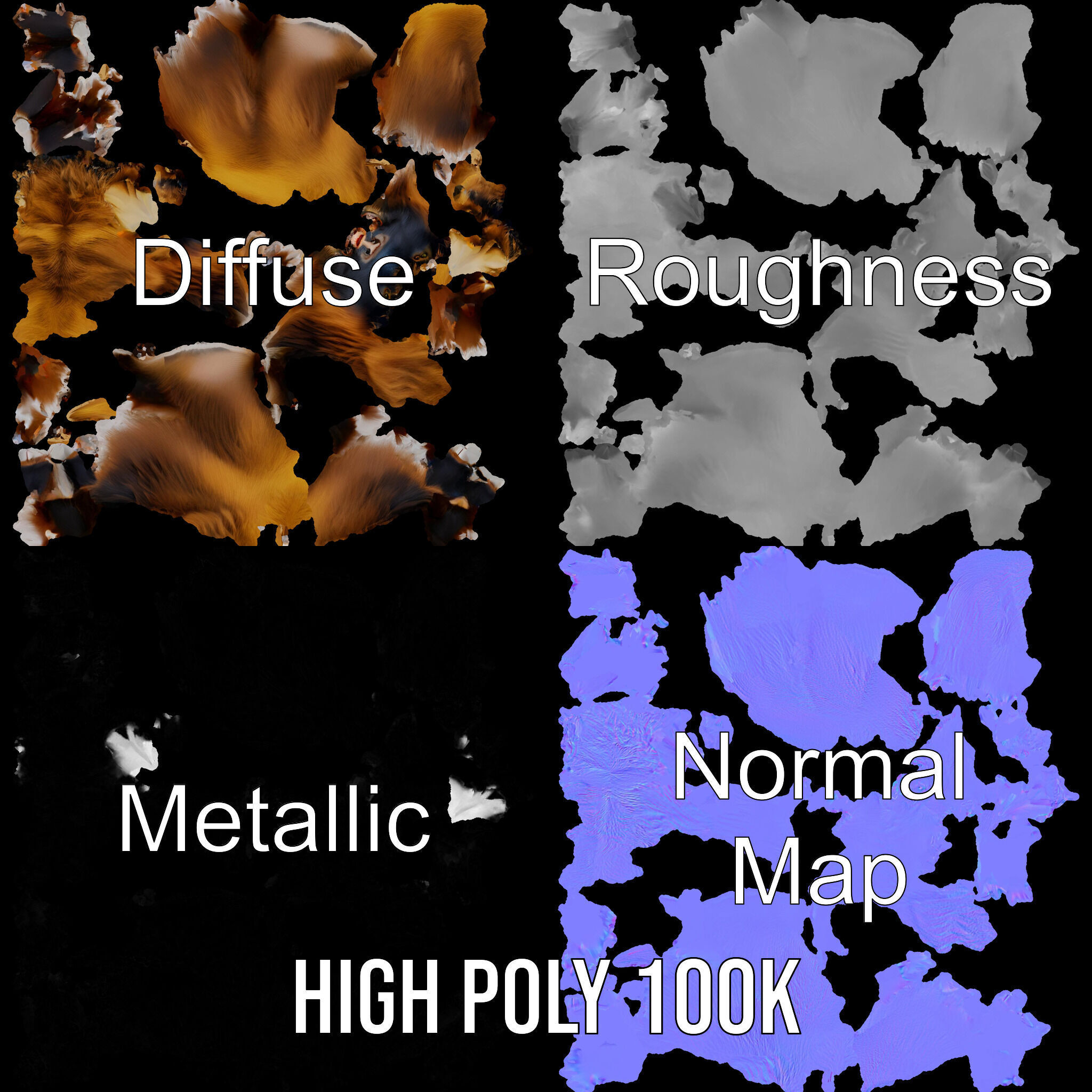 Yak Animal Model Pack with Detailed Fur Low-poly 3D model_4