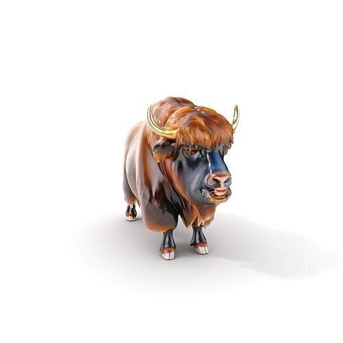 Yak Animal Model Pack with Detailed Fur Low-poly 3D model