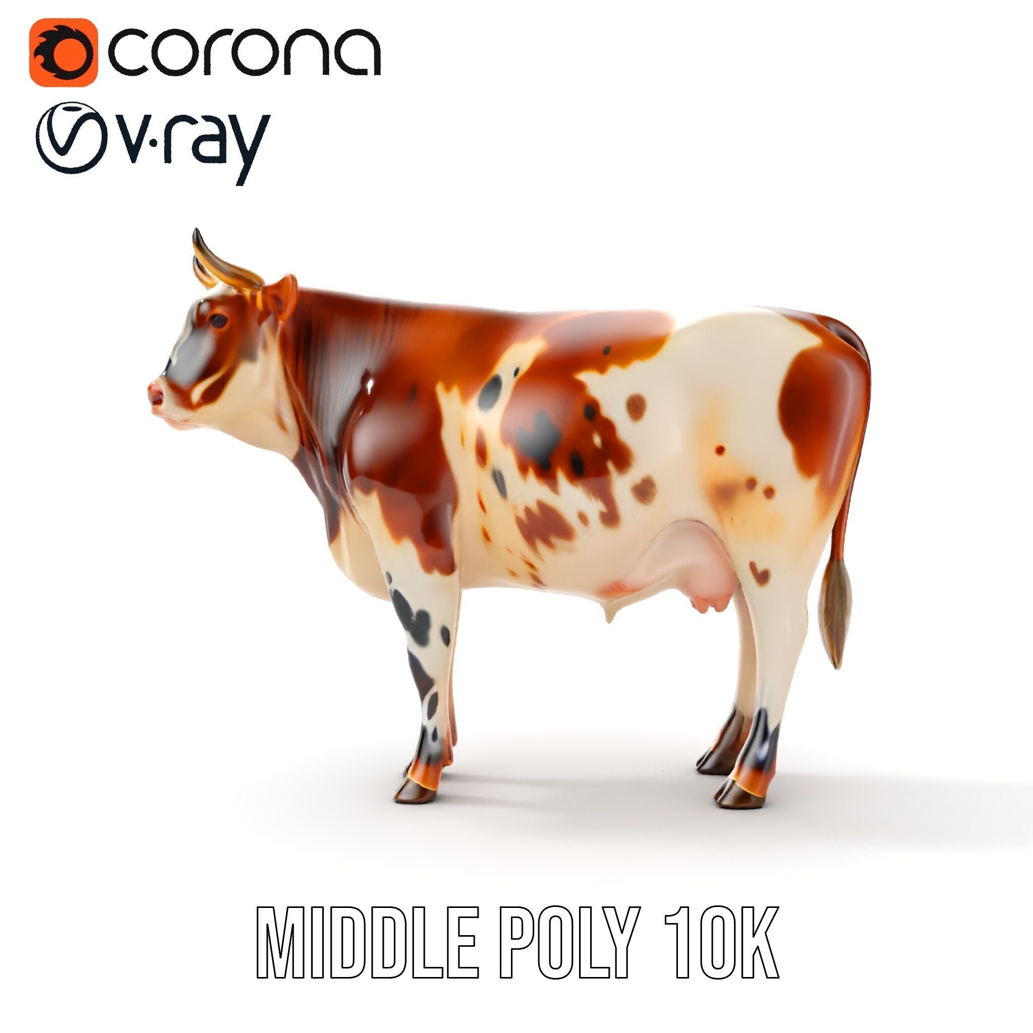Spotted Cow Model Pack for Animation and Games Low-poly 3D model_28