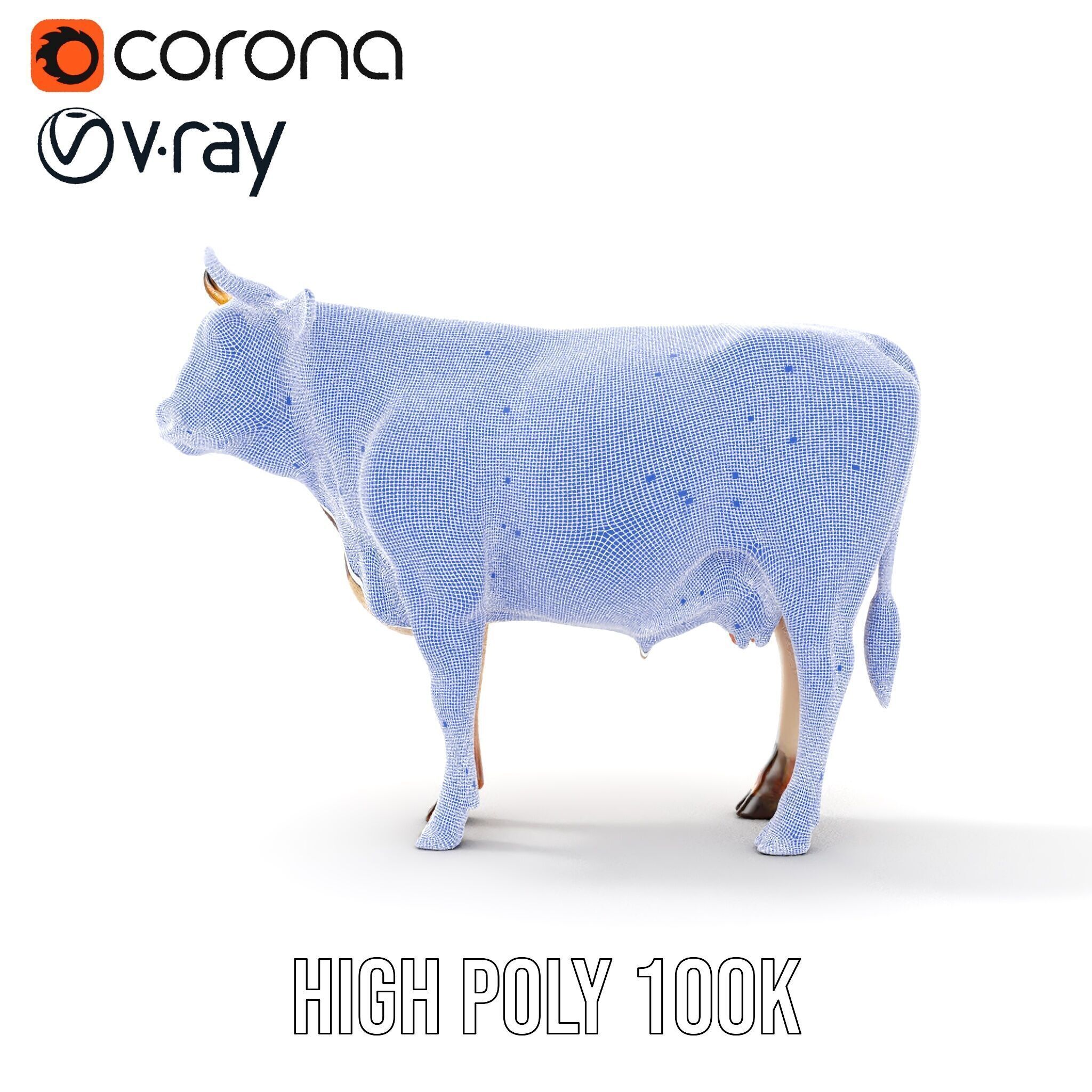 Spotted Cow Model Pack for Animation and Games Low-poly 3D model_36