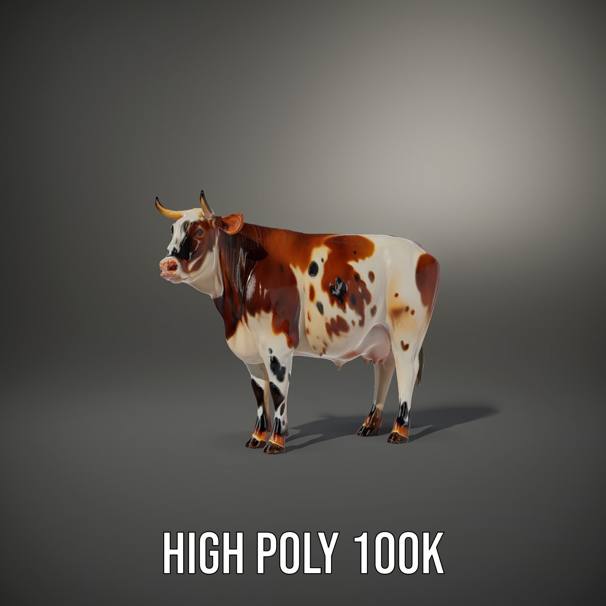 Spotted Cow Model Pack for Animation and Games Low-poly 3D model_14