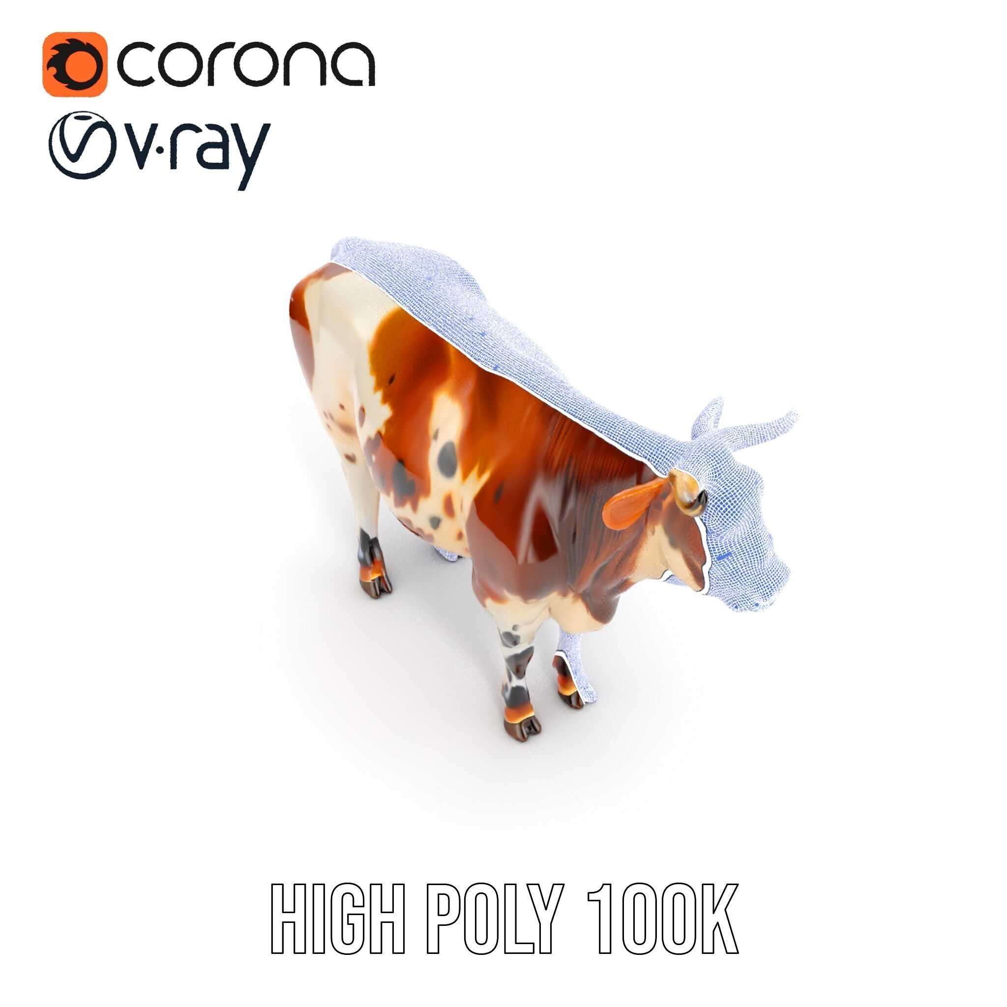 Spotted Cow Model Pack for Animation and Games Low-poly 3D model_37