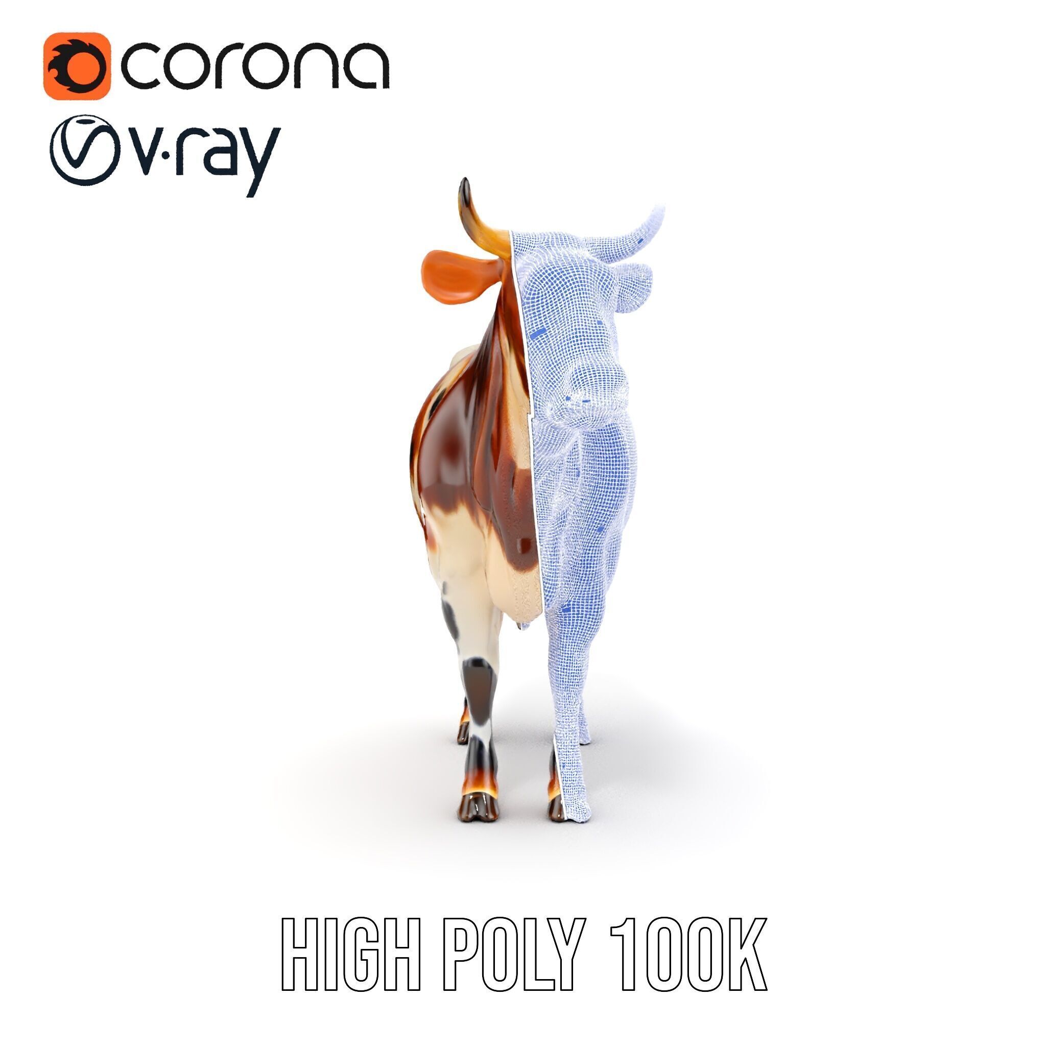 Spotted Cow Model Pack for Animation and Games Low-poly 3D model_38