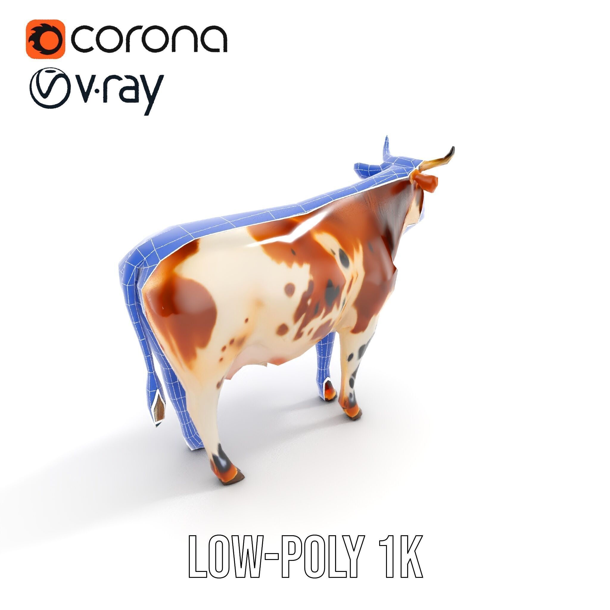 Spotted Cow Model Pack for Animation and Games Low-poly 3D model_13