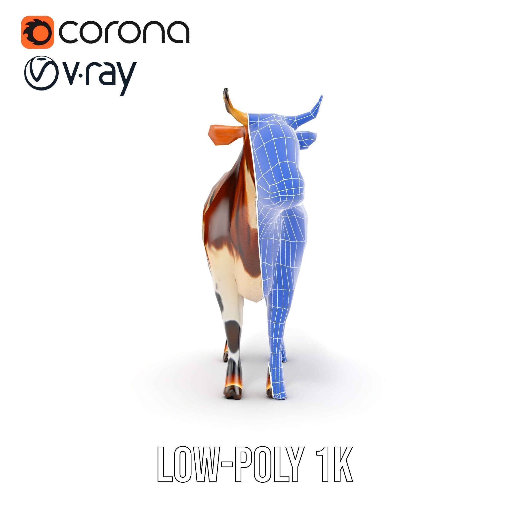 Spotted Cow Model Pack for Animation and Games Low-poly 3D model_32