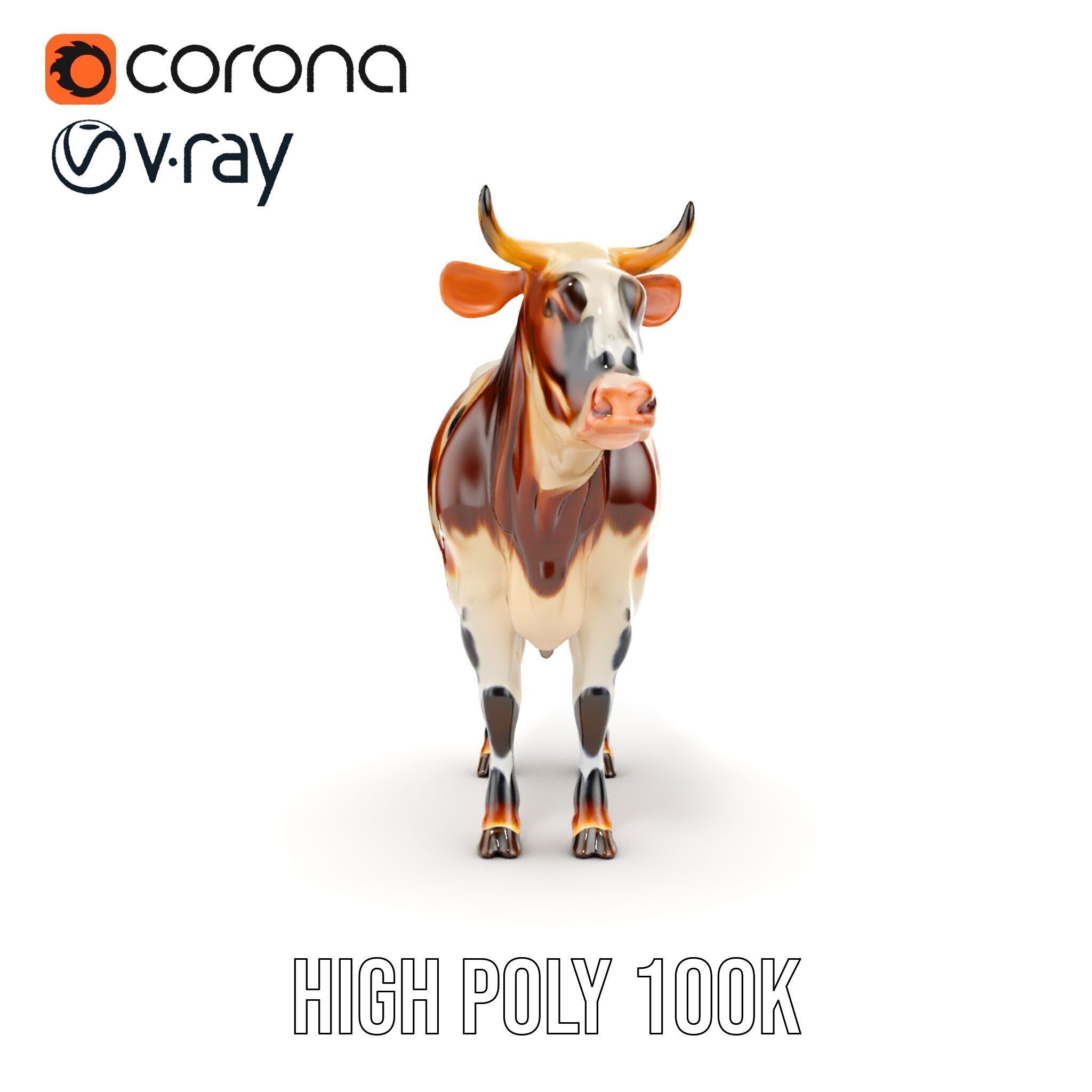 Spotted Cow Model Pack for Animation and Games Low-poly 3D model_24