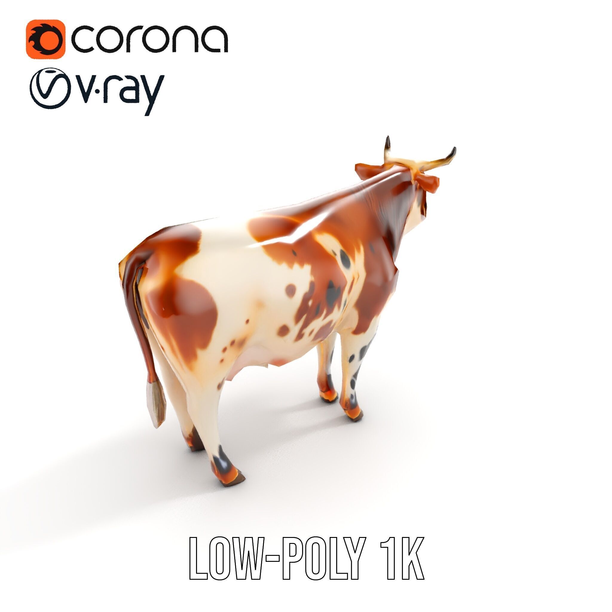 Spotted Cow Model Pack for Animation and Games Low-poly 3D model_18