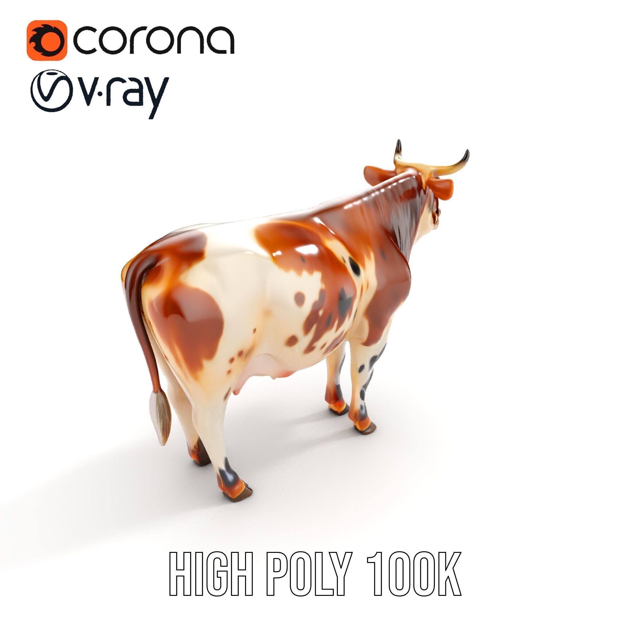 Spotted Cow Model Pack for Animation and Games Low-poly 3D model_21