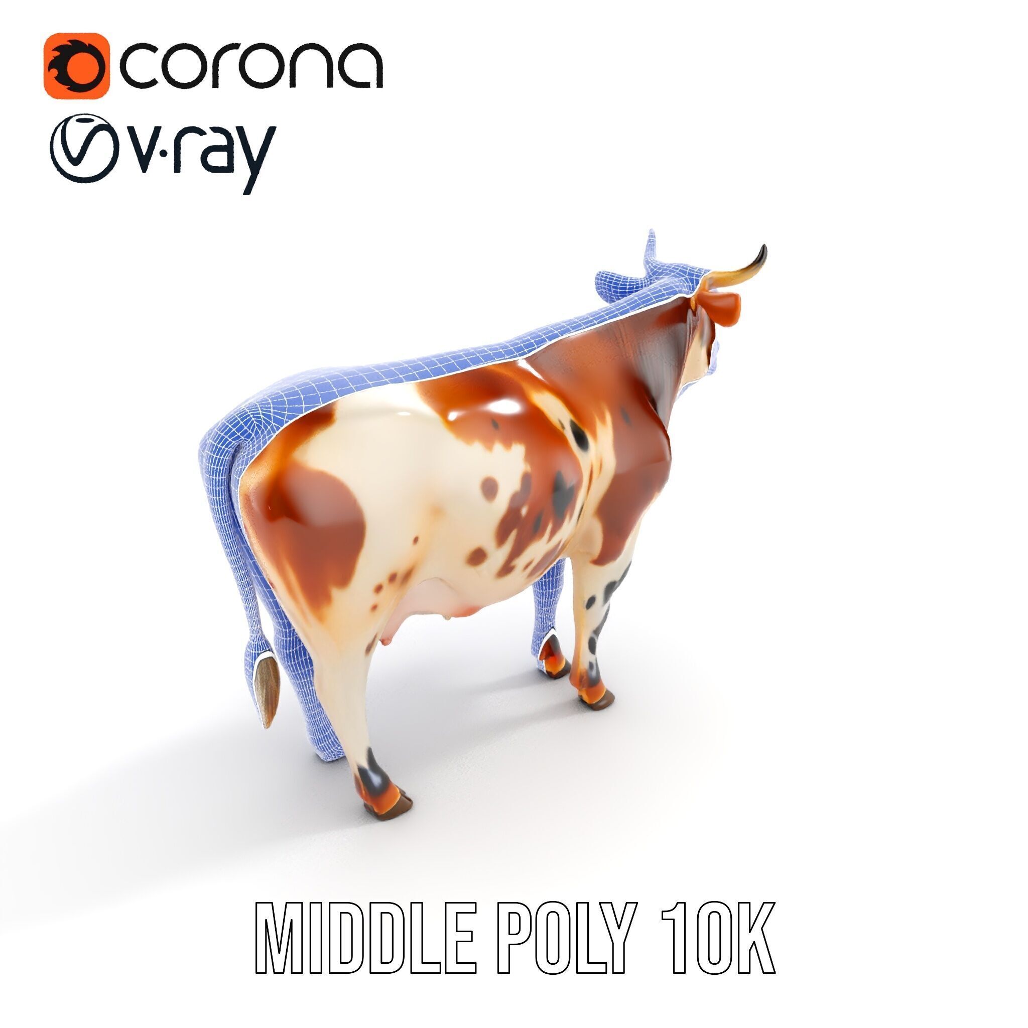 Spotted Cow Model Pack for Animation and Games Low-poly 3D model_22