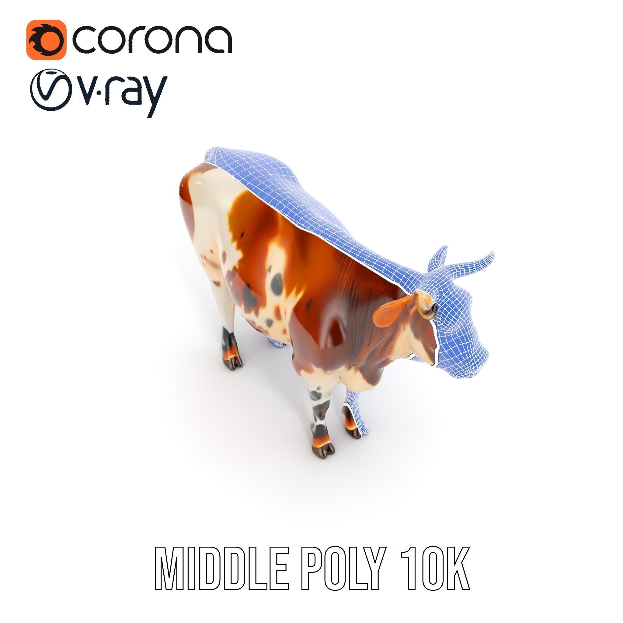 Spotted Cow Model Pack for Animation and Games Low-poly 3D model_17
