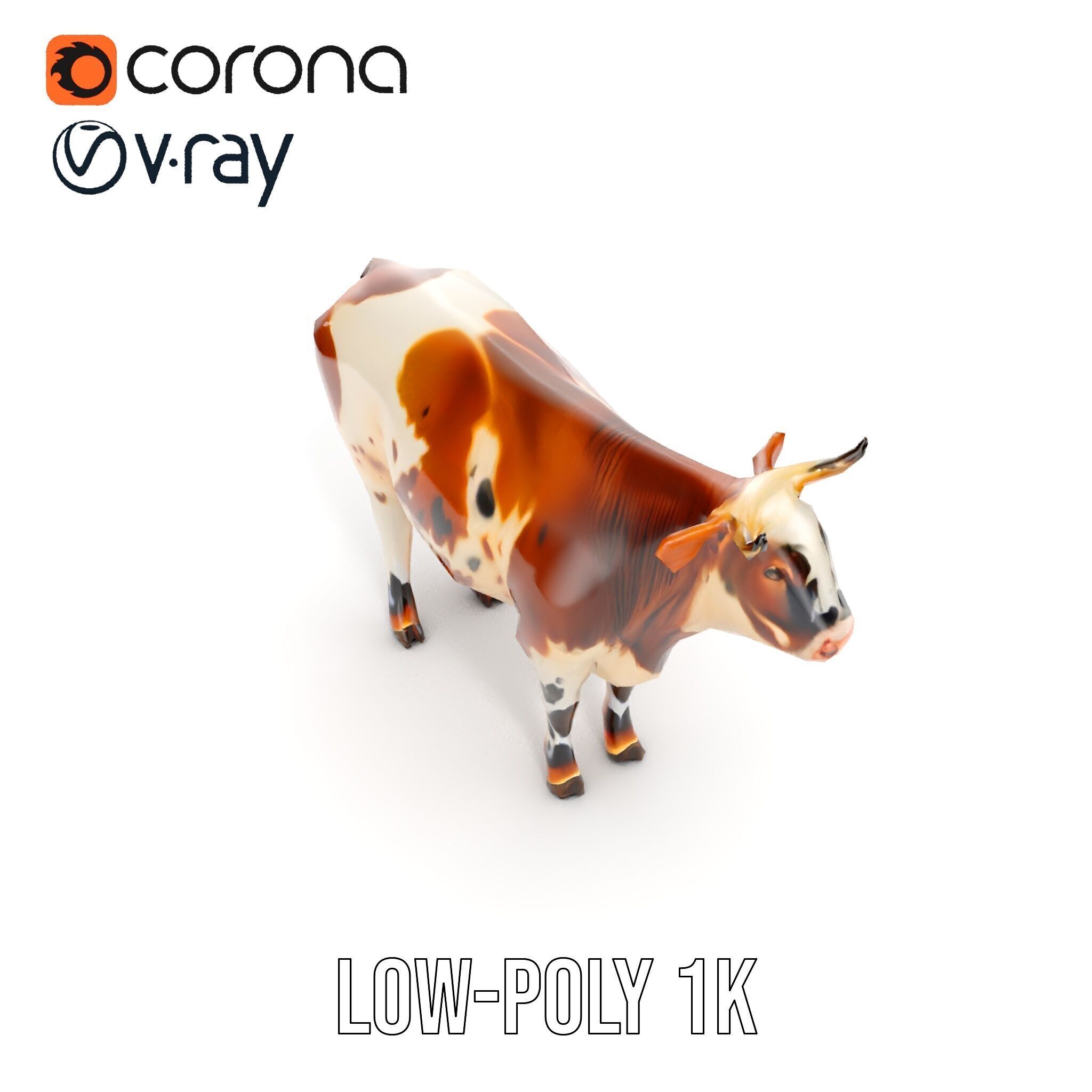 Spotted Cow Model Pack for Animation and Games Low-poly 3D model_16
