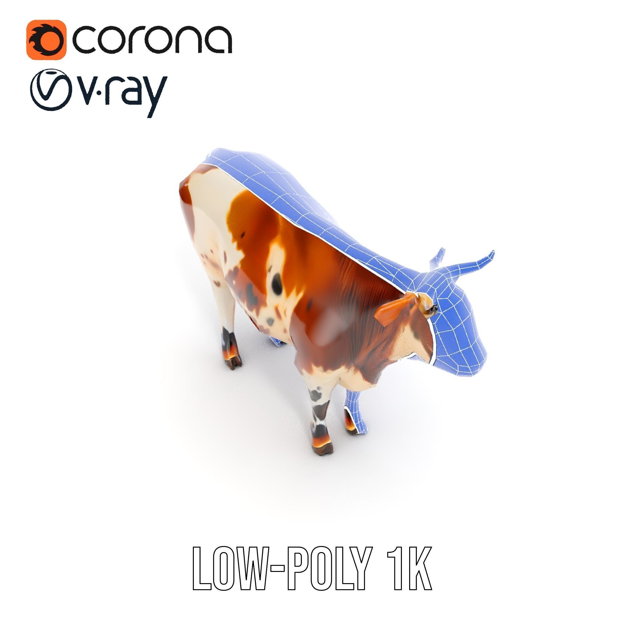 Spotted Cow Model Pack for Animation and Games Low-poly 3D model_29