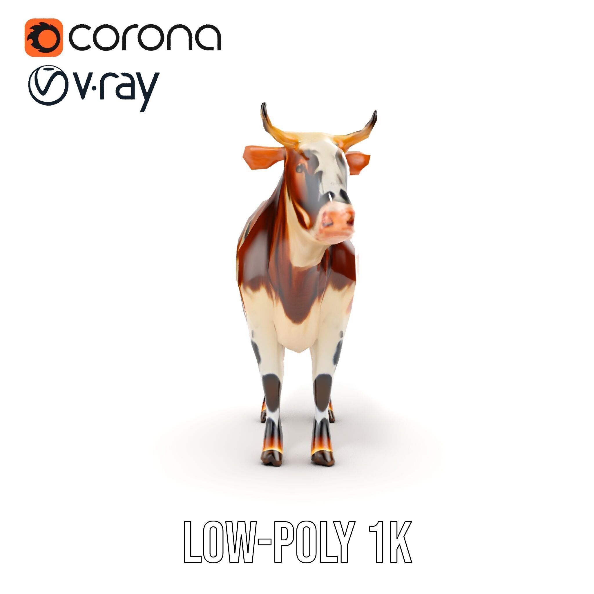 Spotted Cow Model Pack for Animation and Games Low-poly 3D model_20